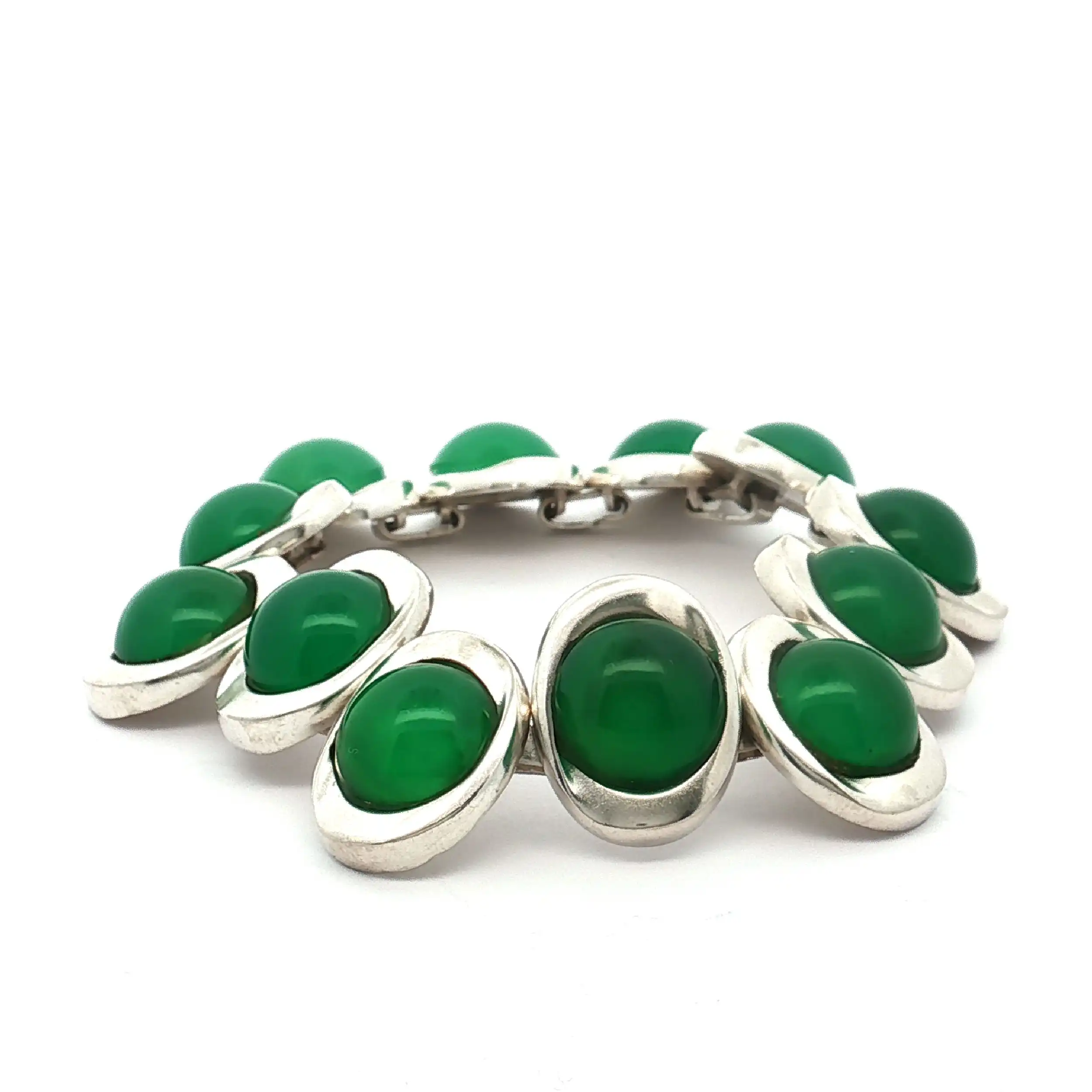 Armband Silber mit grünen Steinen