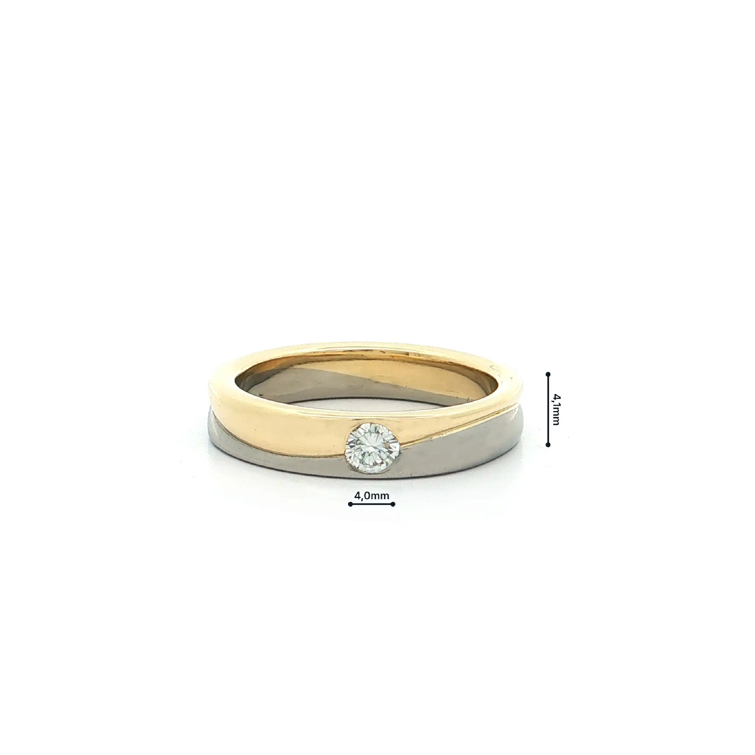 Ring Bicolor mit Brillant, graviert mit 0,15ct