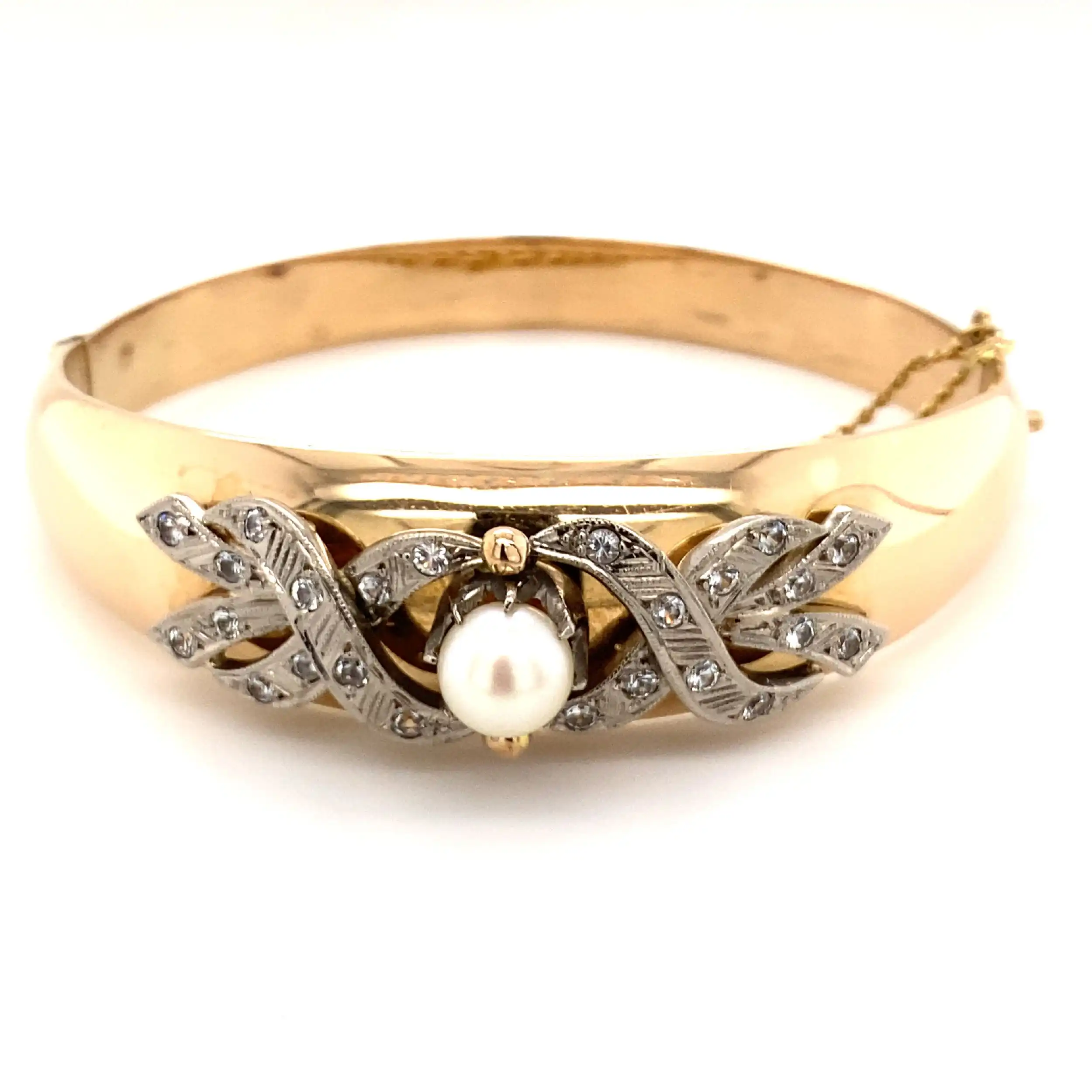 Armreif Bicolor mit Perle & Zirkonia