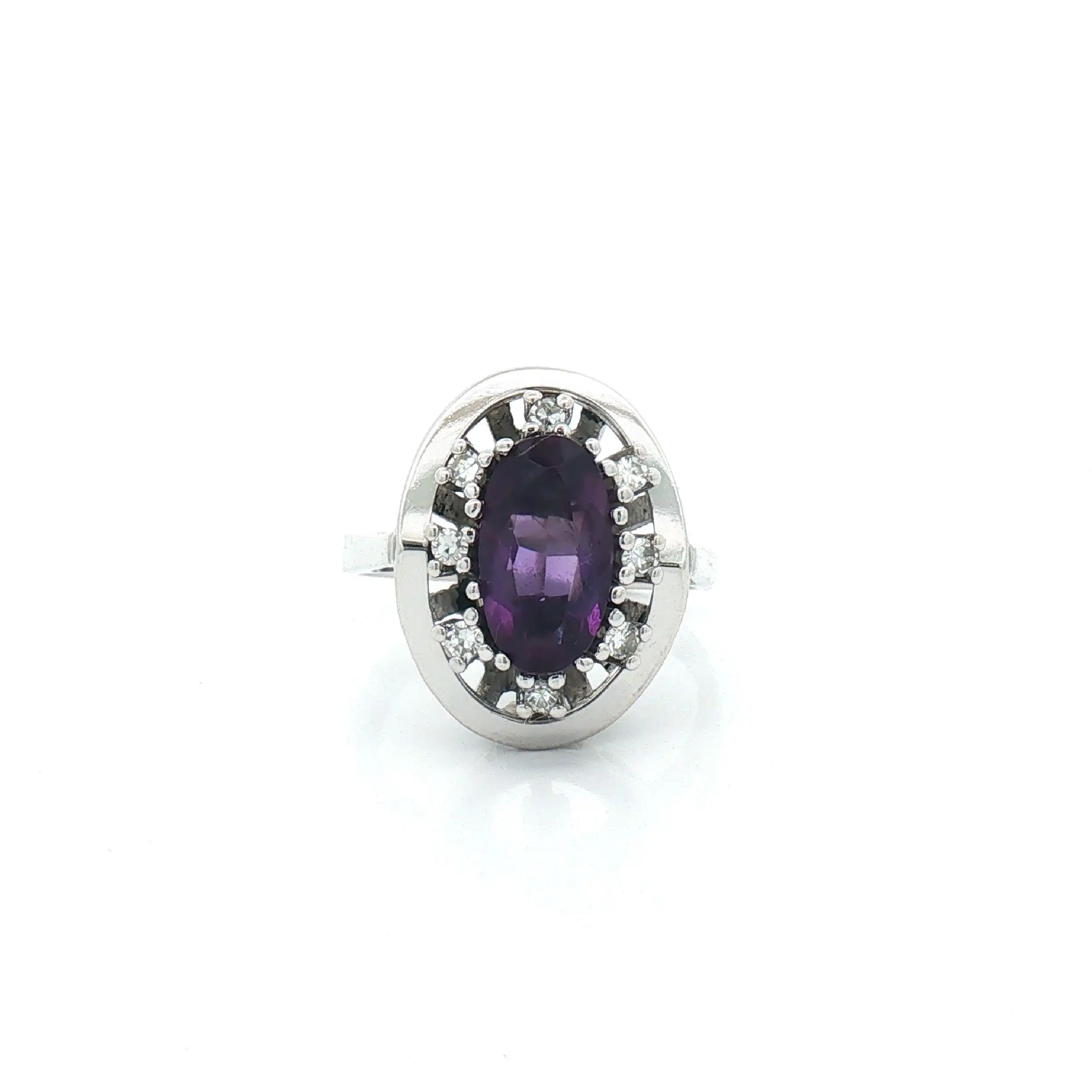 Ring Weißgold mit Diamanten und Amethyst