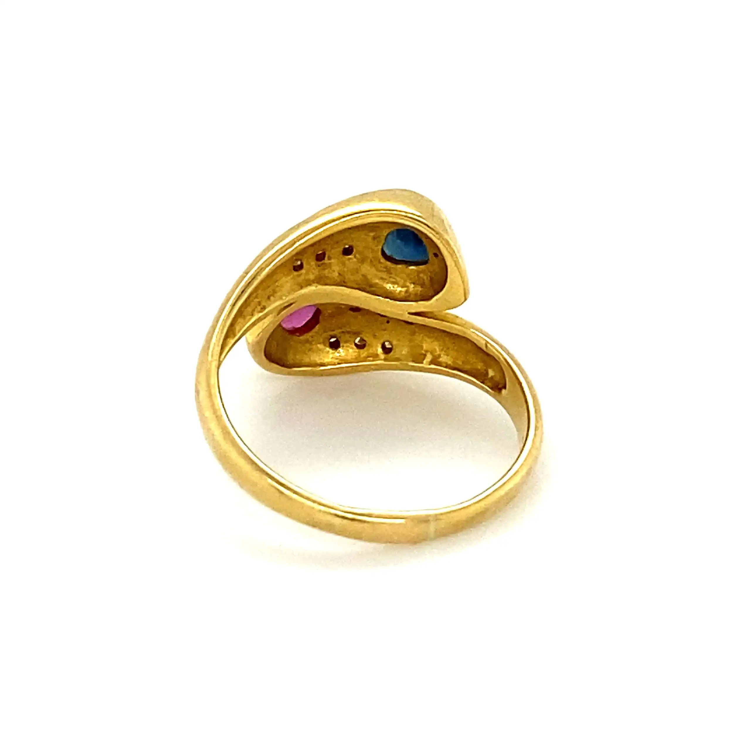 Ring Gelbgold mit Brillanten und rot/blauen Farbsteinen