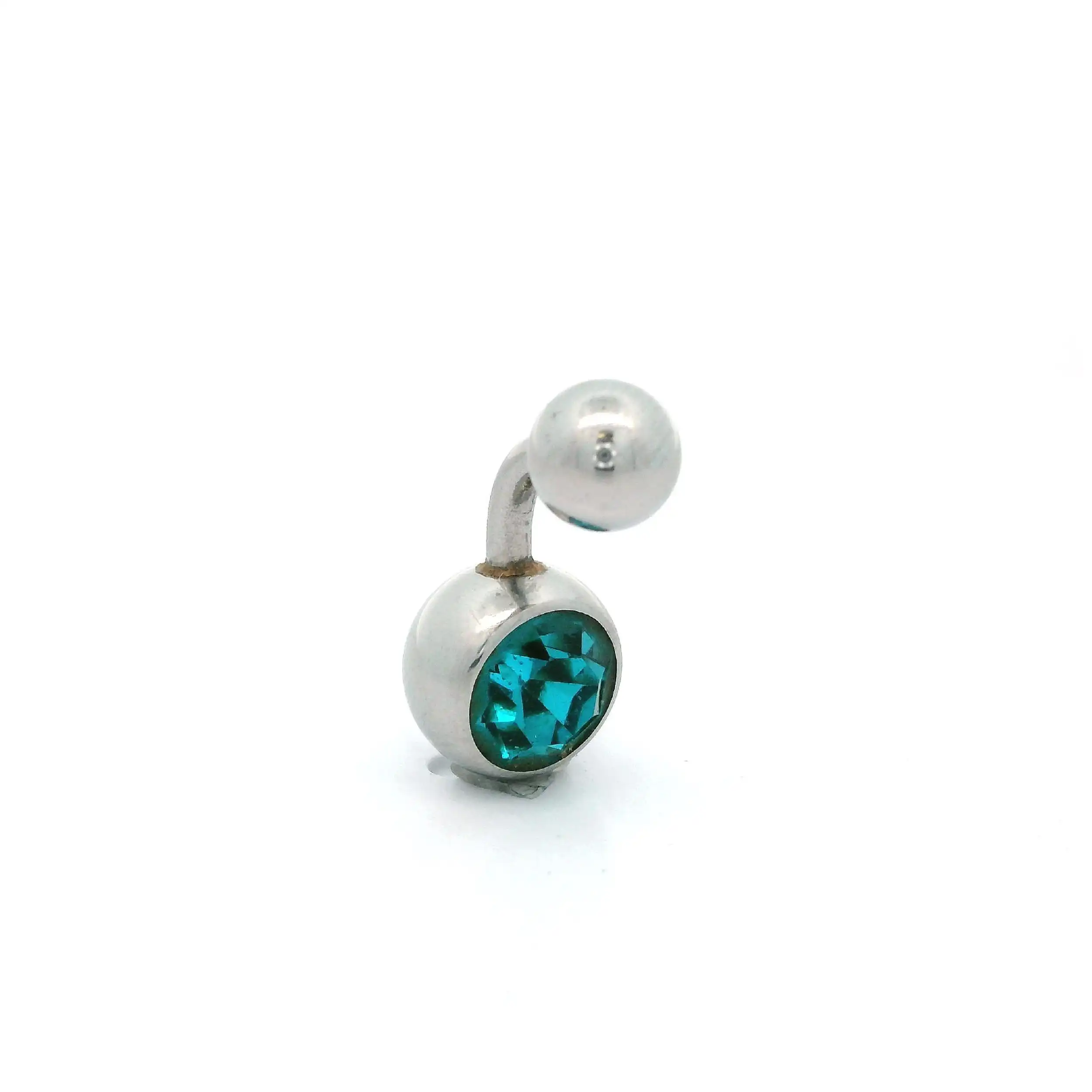 Edelstahl Bauchnabelpiercing mit türkisem Farbstein Edelstahl Bauchnabelpiercing mit türkisem Farbstein