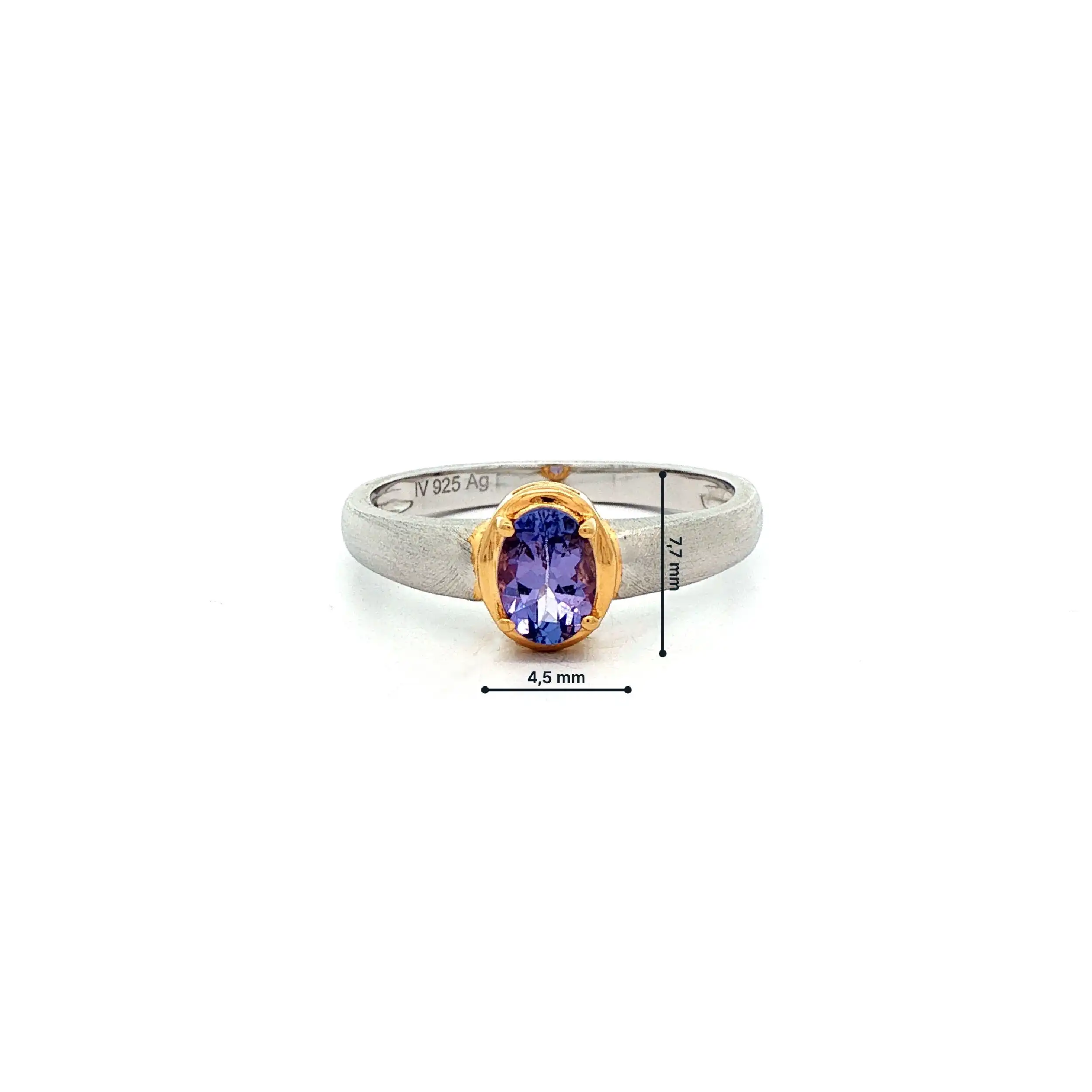 Ring Bicolor mattiert mit lila Farbstein Ring Bicolor mattiert mit lila Farbstein