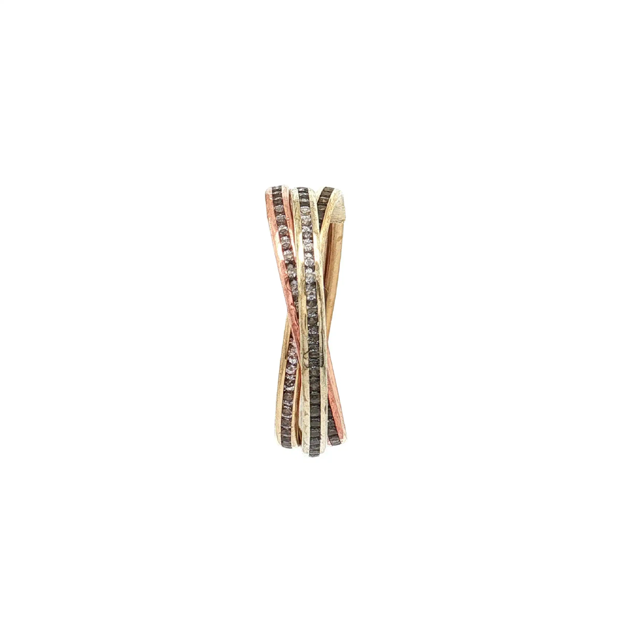 Rollring Tricolor mit Zirkonia Rollring Tricolor mit Zirkonia
