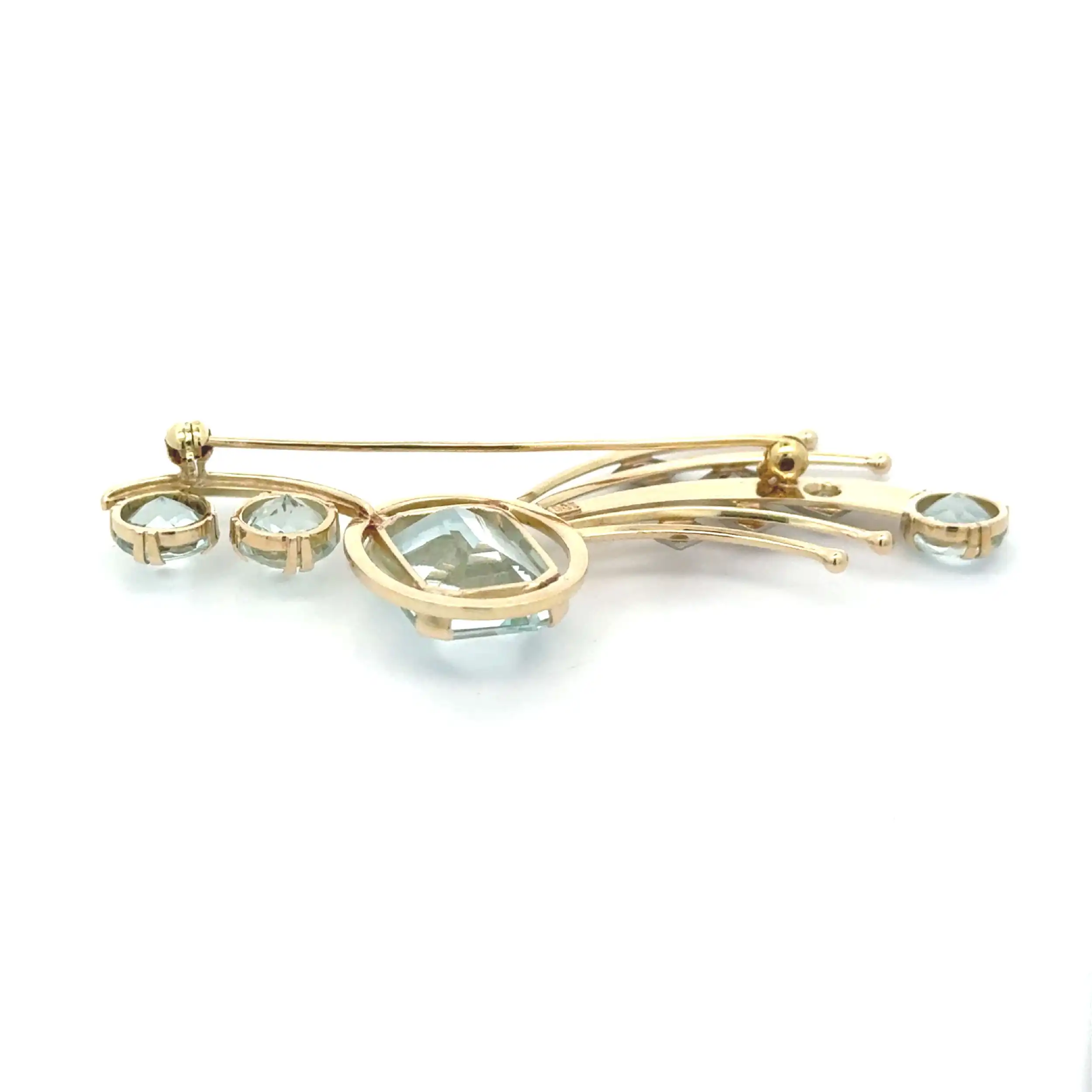 Brosche Gelbgold mit Brillanten & Aquamarin Brosche Gelbgold mit Brillanten & Aquamarin