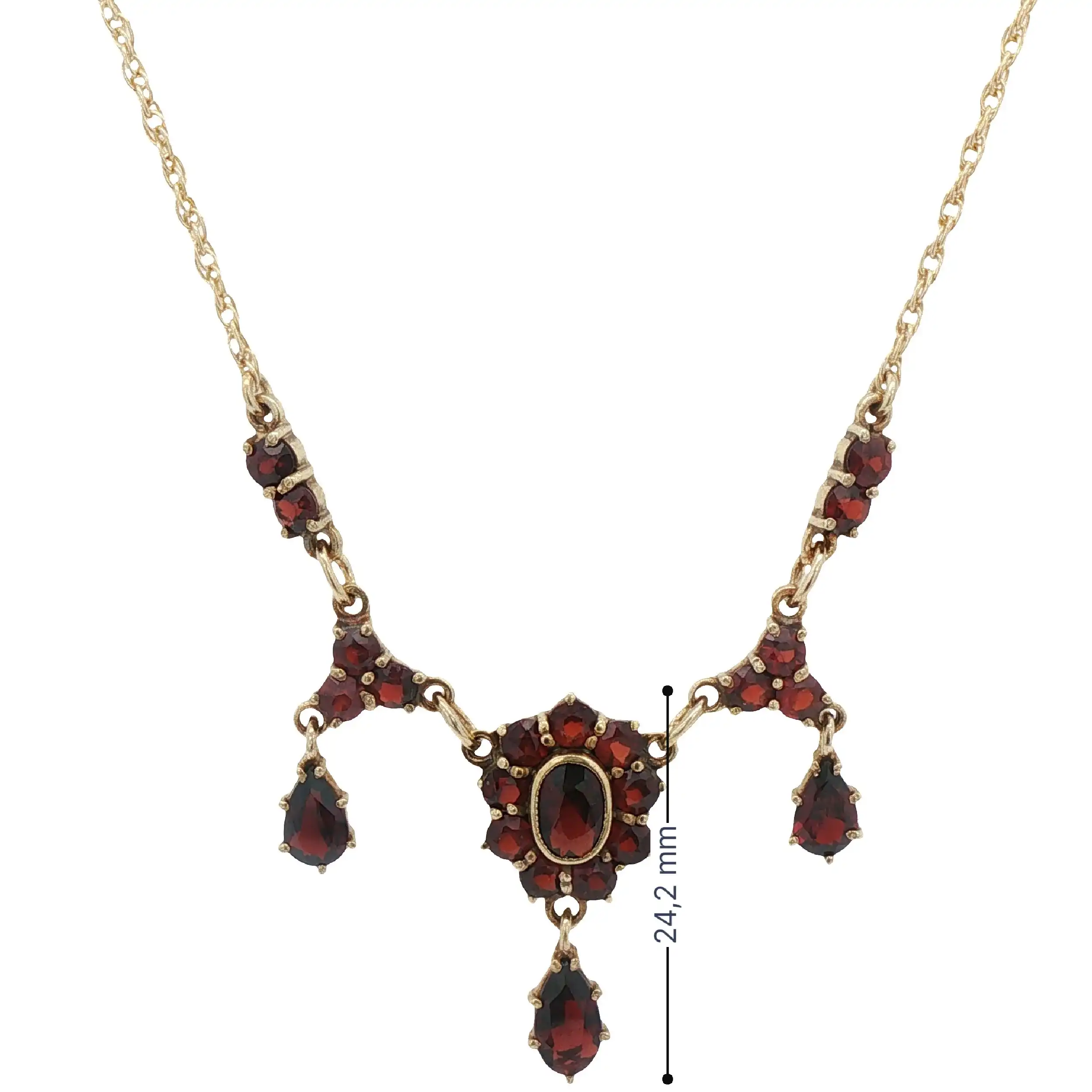 Collier Gelbgold mit Granatsteinen Collier Gelbgold mit Granatsteinen
