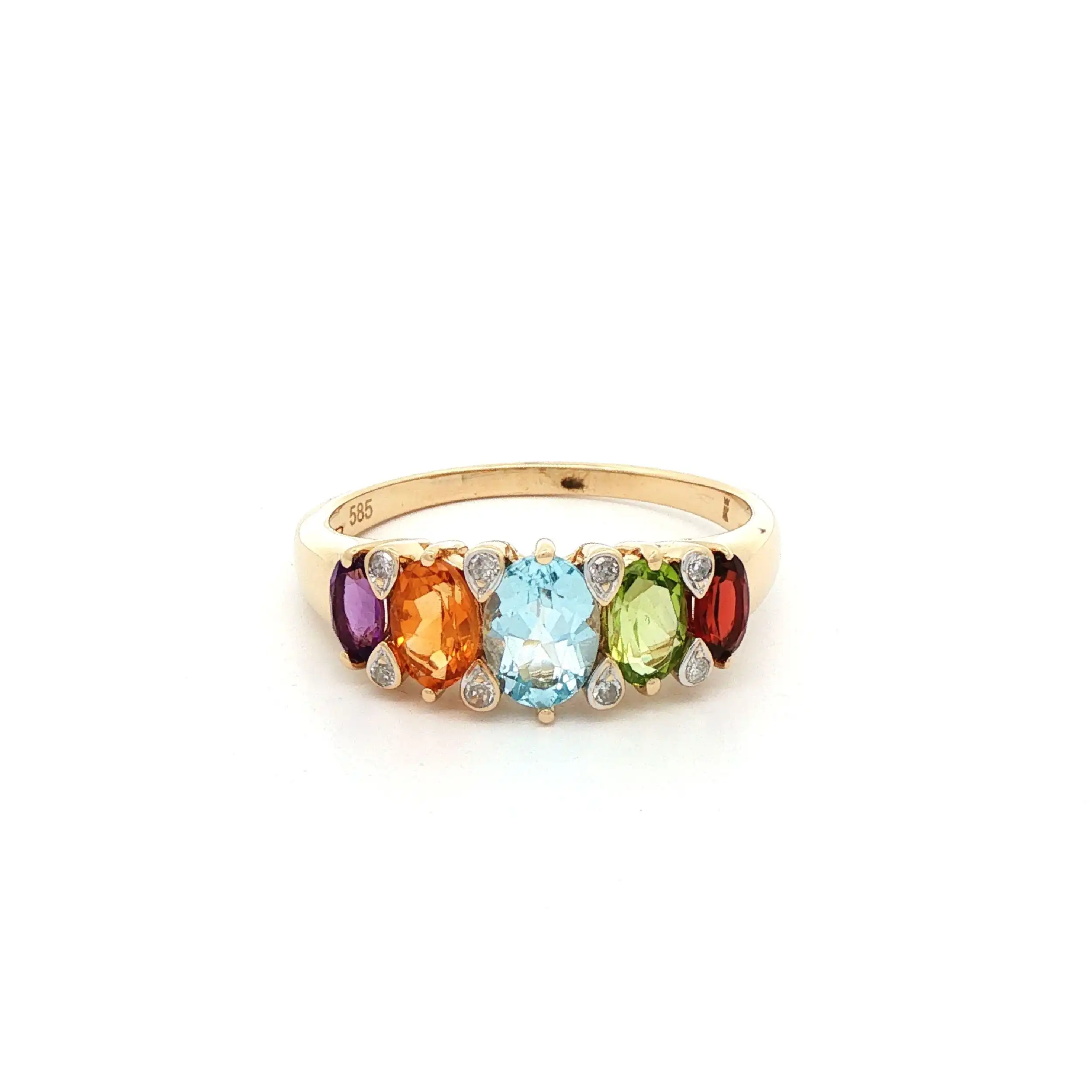 Ring Gelbgold mit diversen Topase und Diamanten
