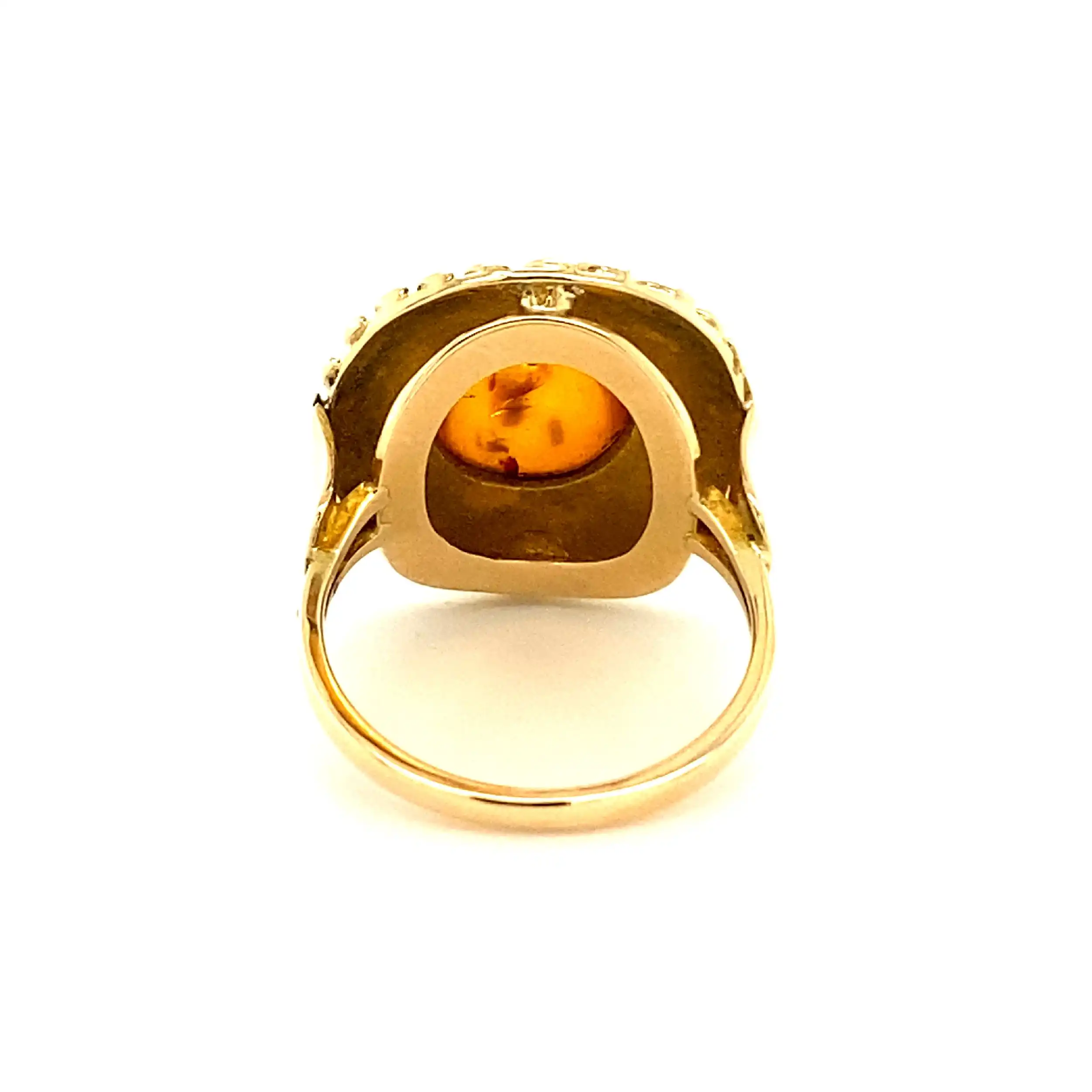 Ring Gelbgold mit Bernstein