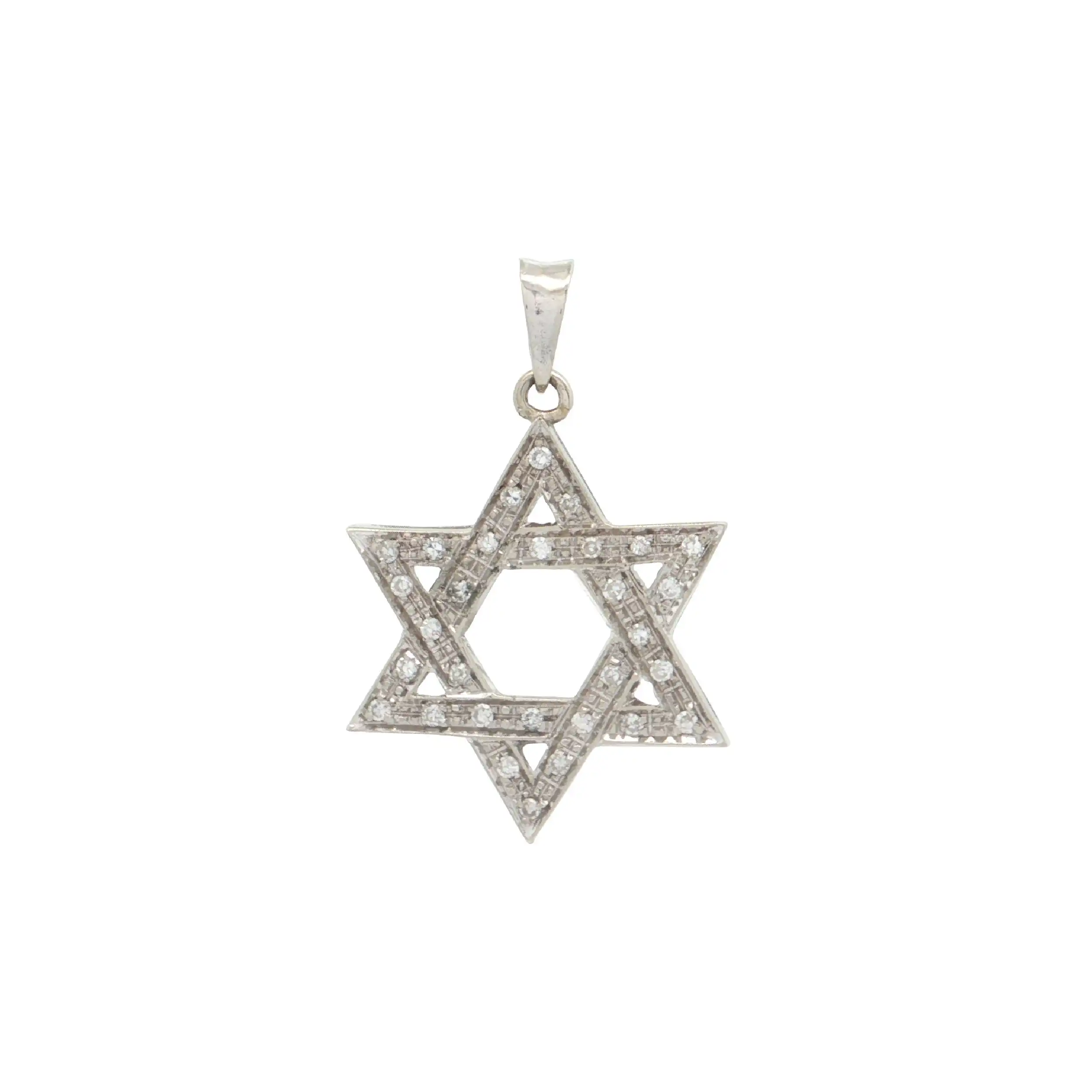 Anhänger Weißgold Davidstern mit Diamanten