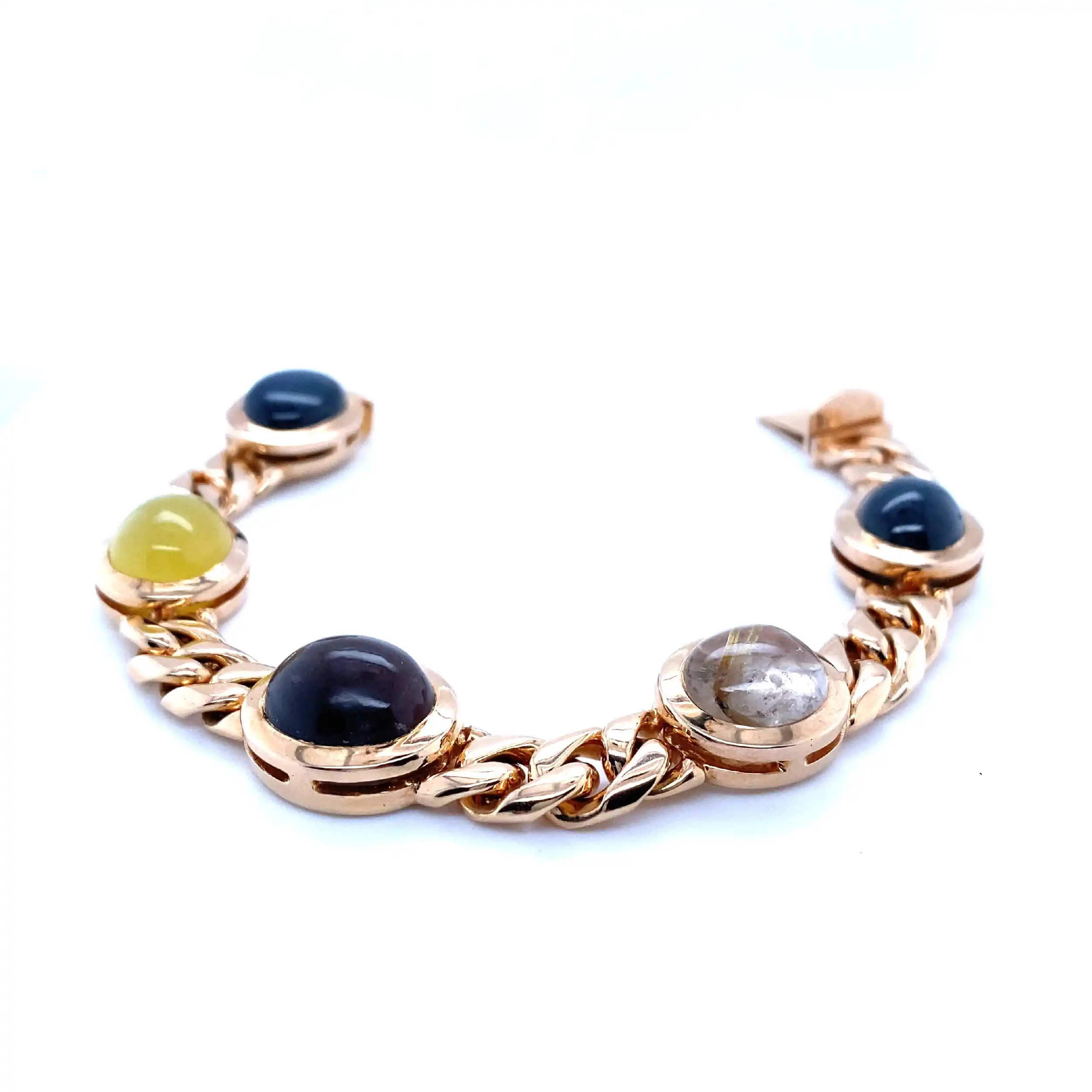 Armband Rosegold mit Sternsaphiren, Bergkristall, Skapolith-Katzenauge und Opal mit EPL Expertise Armband Rosegold mit Sternsaphiren, Bergkristall, Skapolith-Katzenauge und Opal mit EPL Expertise