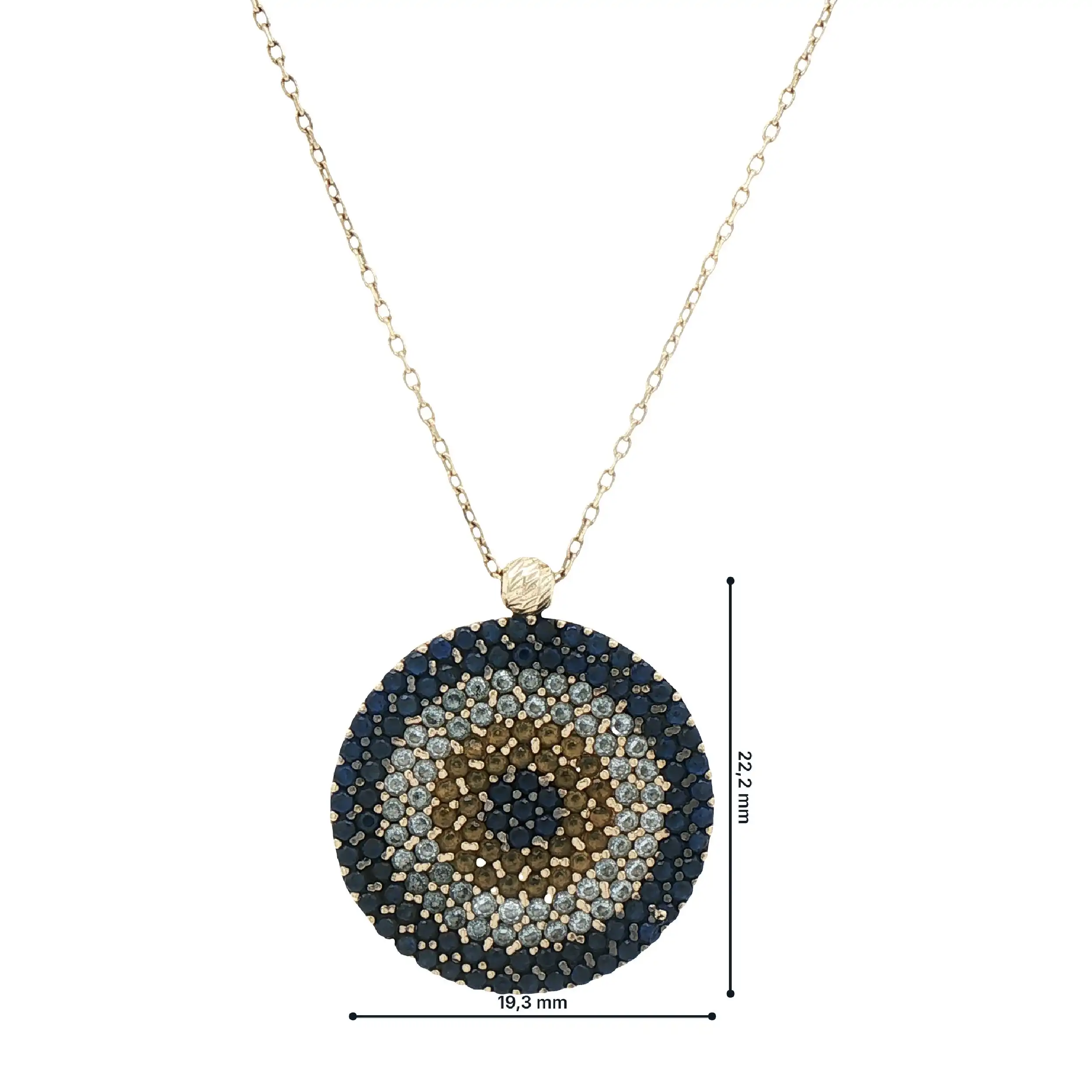 Ankerkette Gelbgold mit Anhänger blauen und weißen Steinen Ankerkette Gelbgold mit Anhänger blauen und weißen Steinen