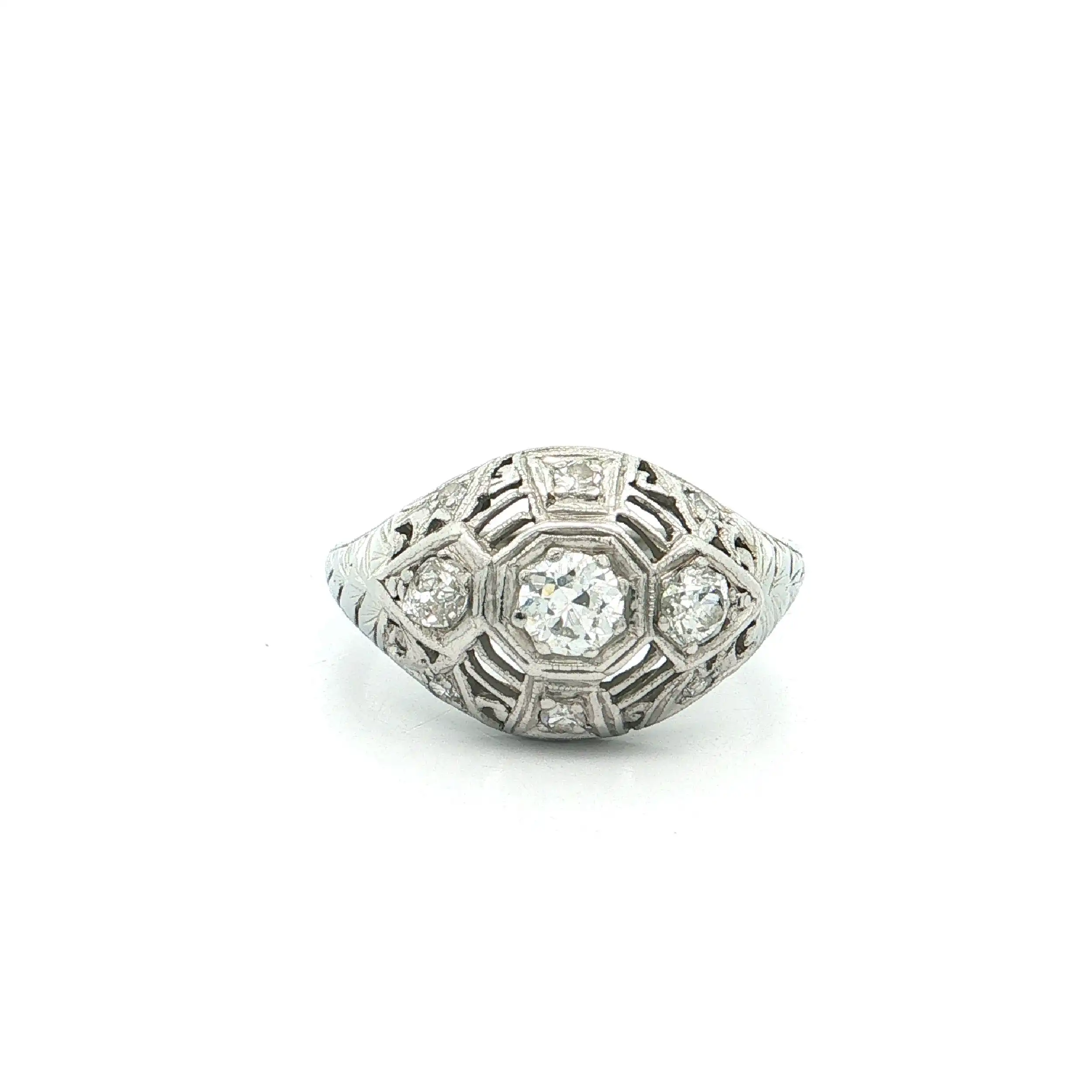 Ring Weißgold Artdéco mit Altschliffdiamanten Ring Weißgold Artdéco mit Altschliffdiamanten
