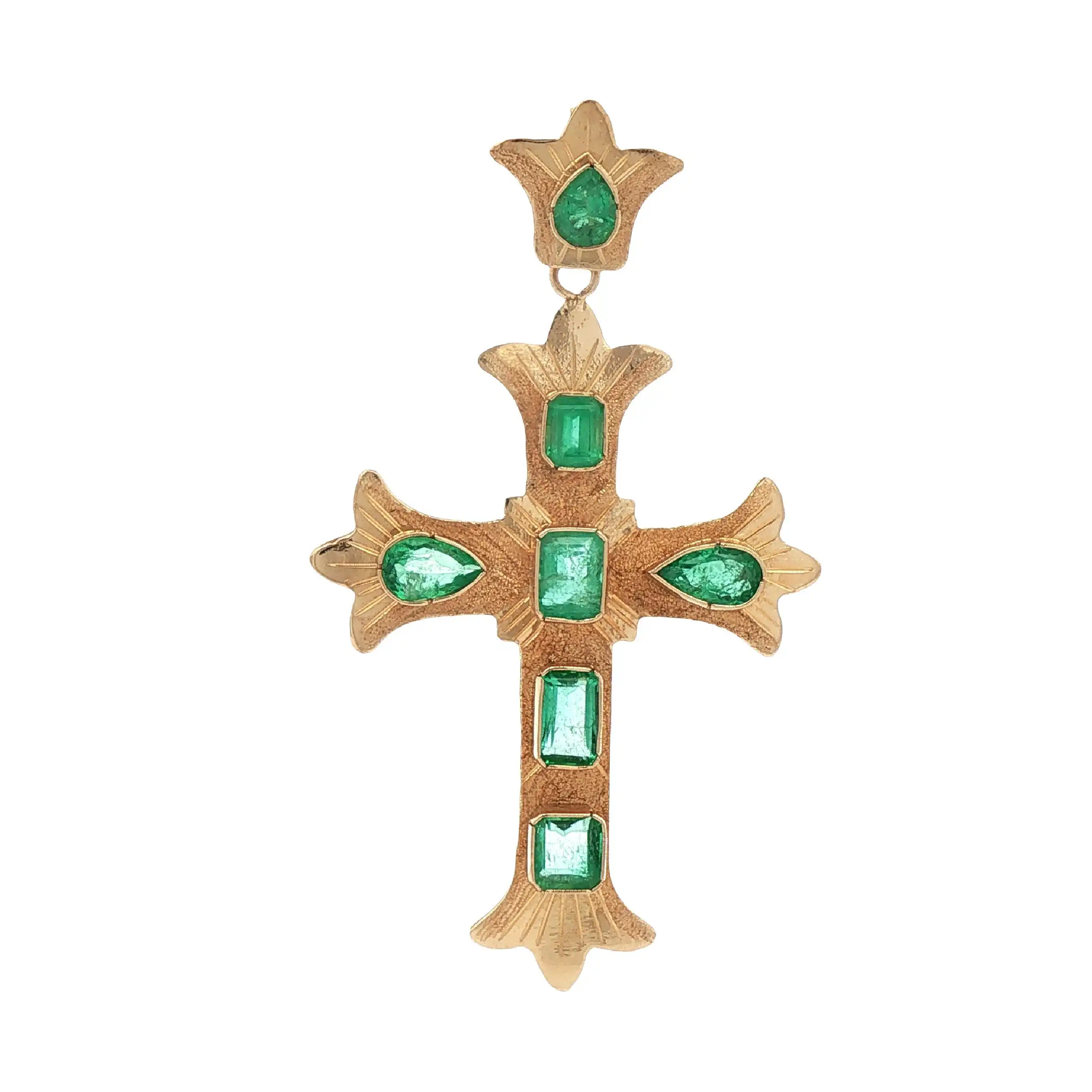 Anhänger Kreuz Gelbgold mit Smaragd Anhänger Kreuz Gelbgold mit Smaragd