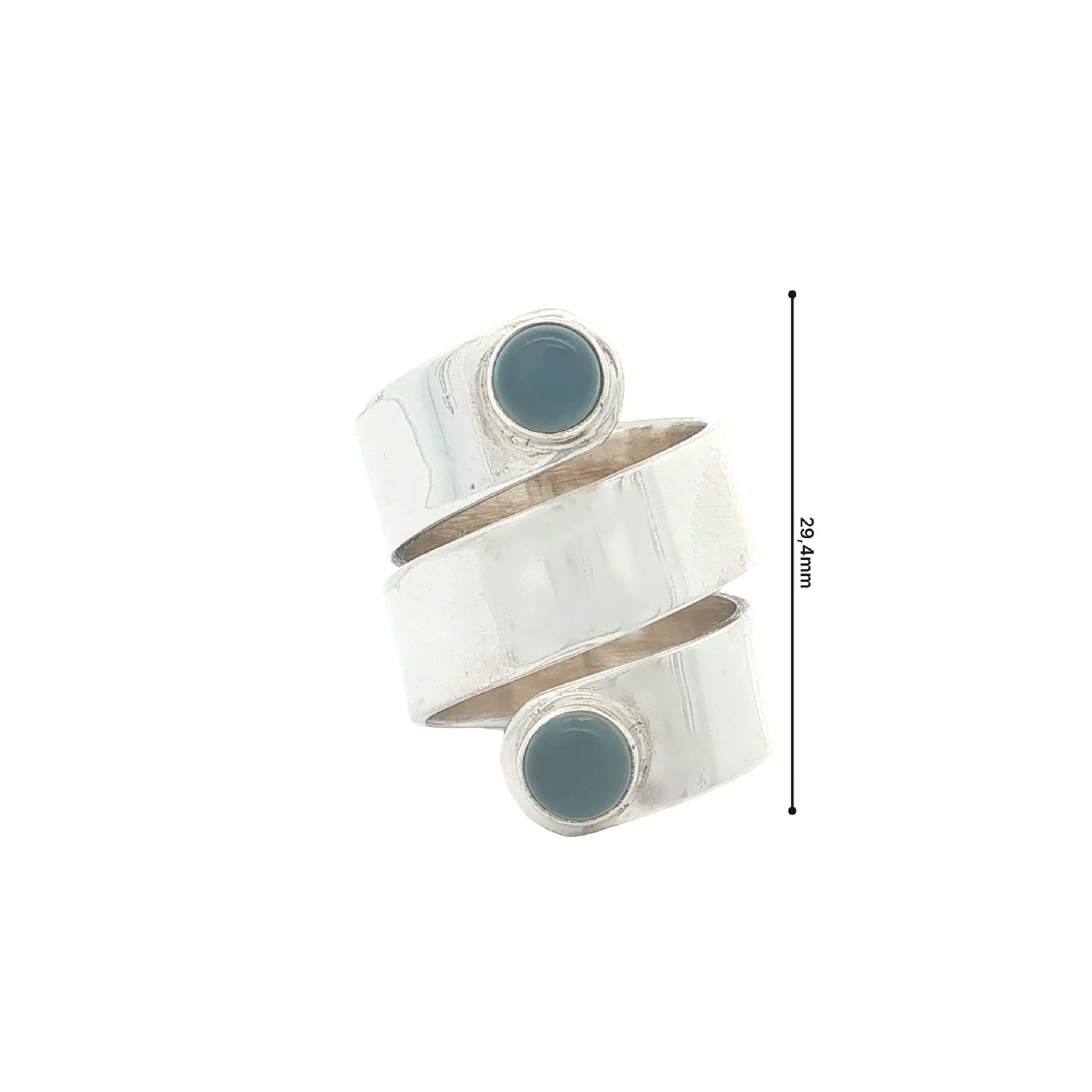 Wickelring Silber mit blauem Chalcedon
