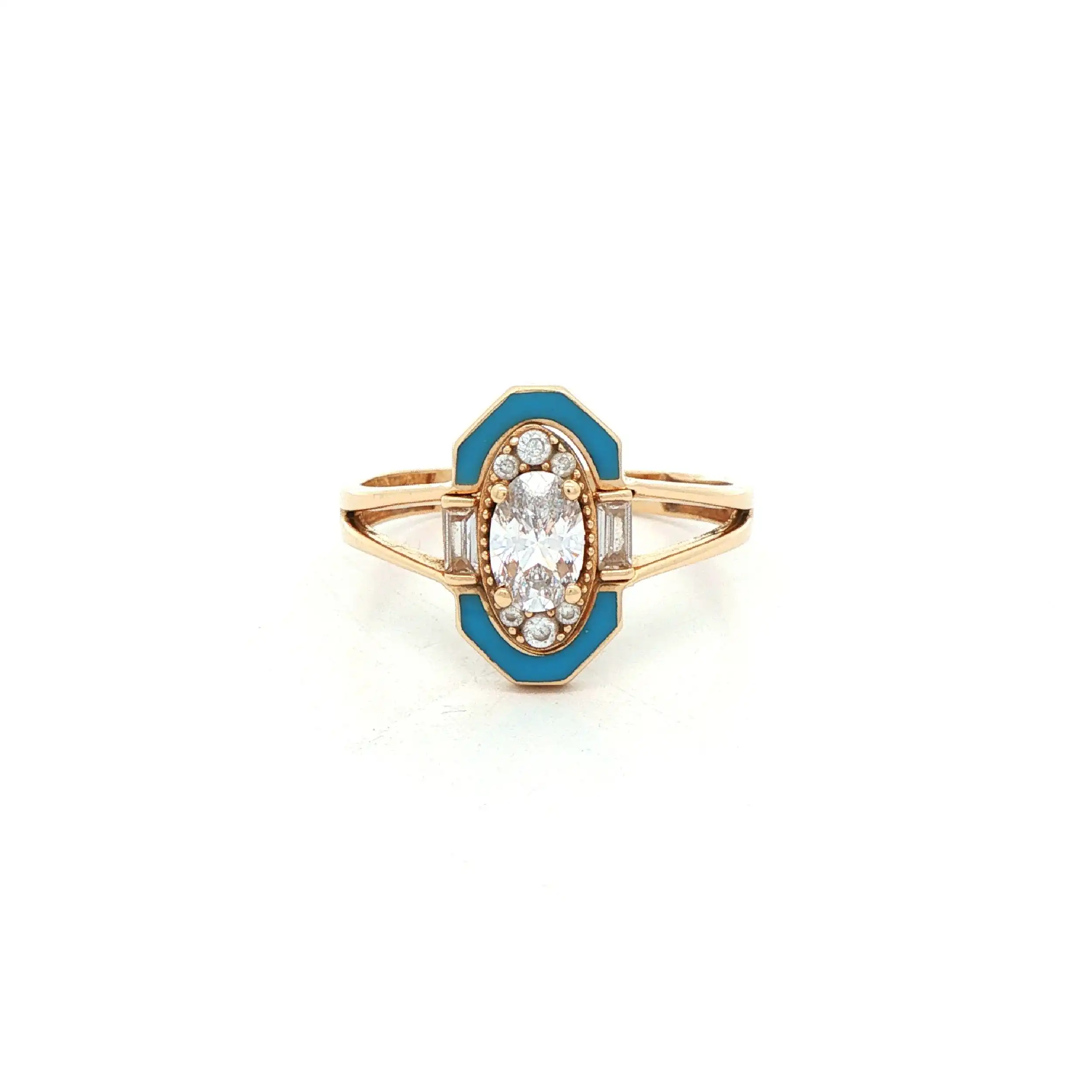 Ring Gelbgold mit Zirkonia und blauen Elementen