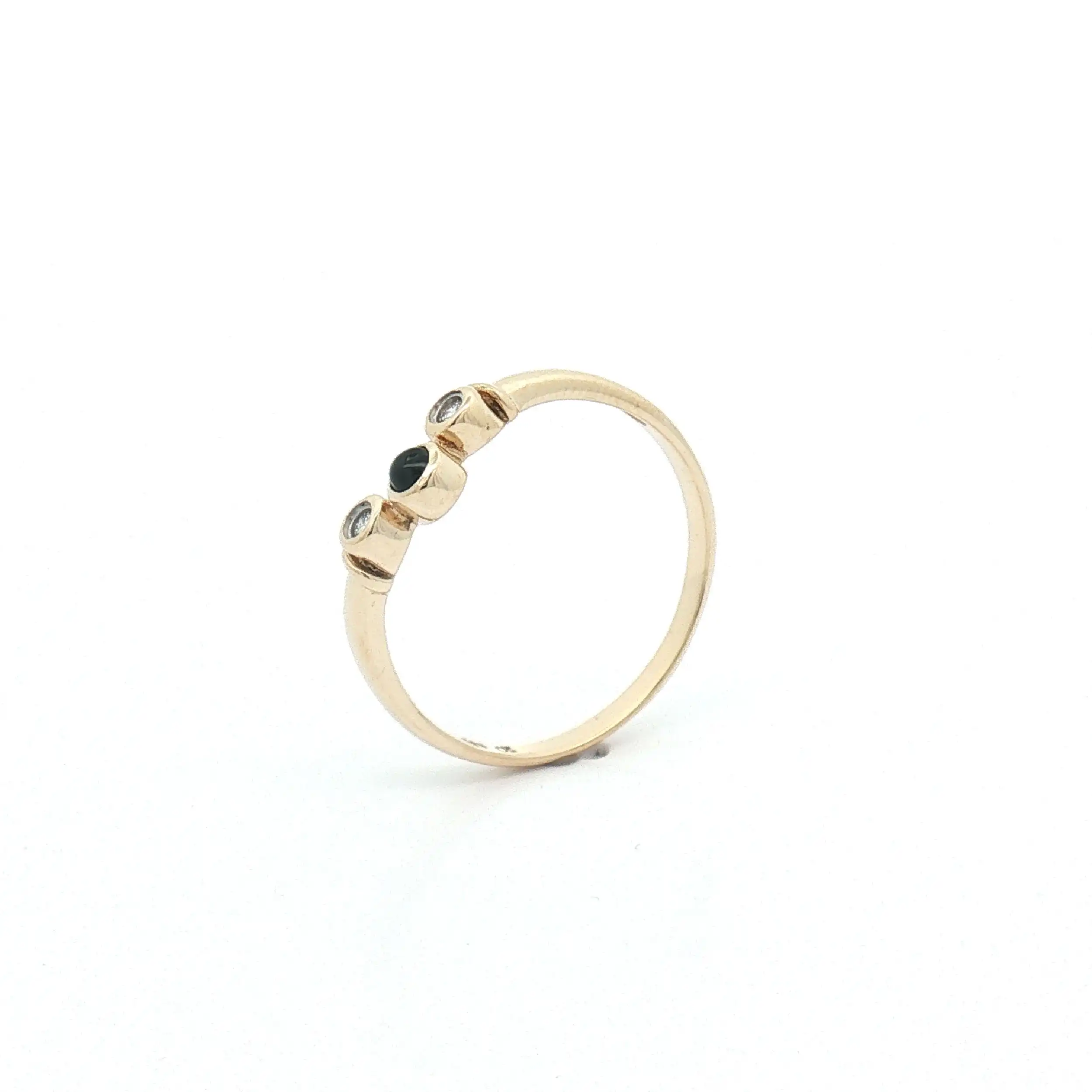 Ring Bicolor mit blauem Cabochon und Brillanten