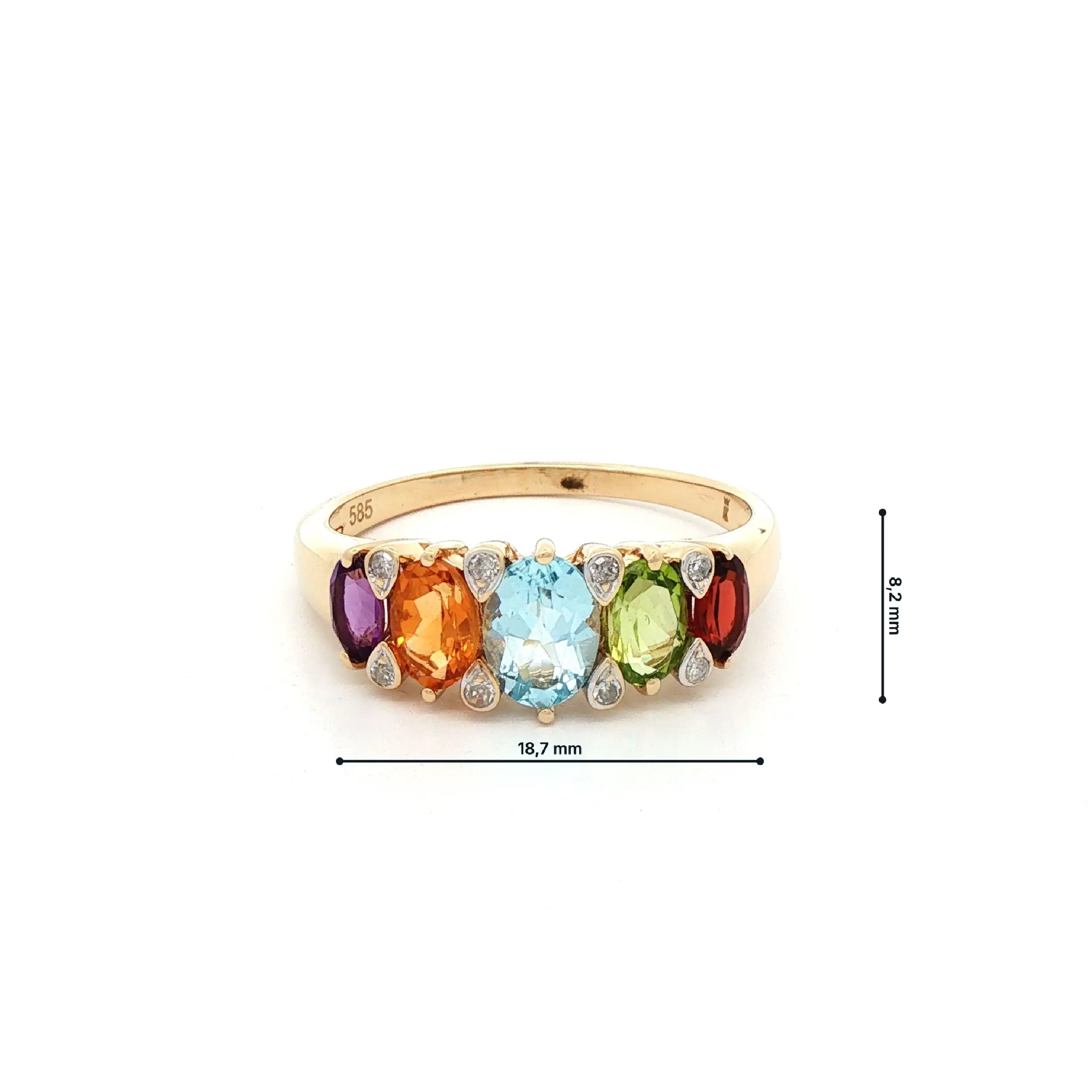 Ring Gelbgold mit diversen Topase und Diamanten