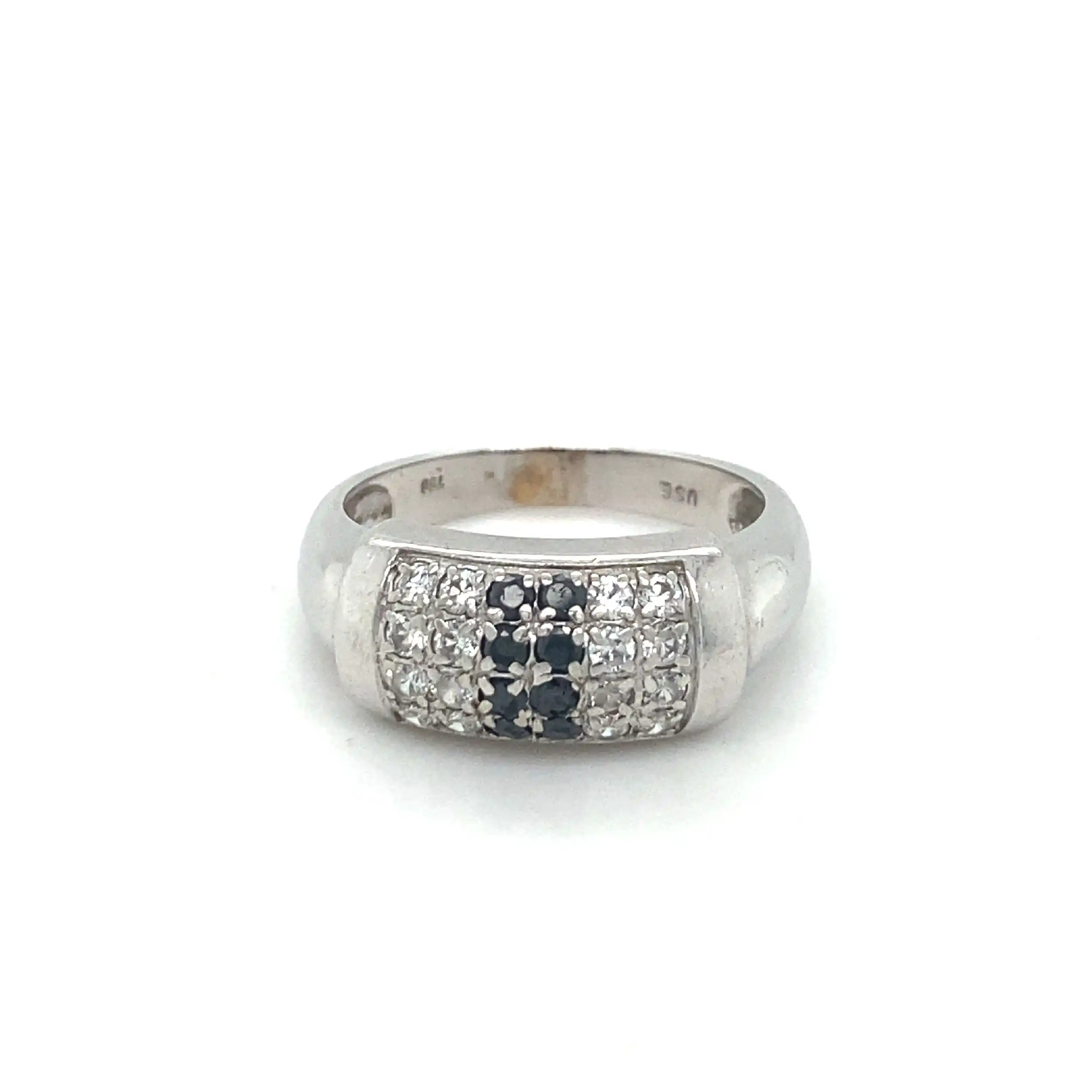 Ring Weißgold mit schwarzen und weißen Zirkonia