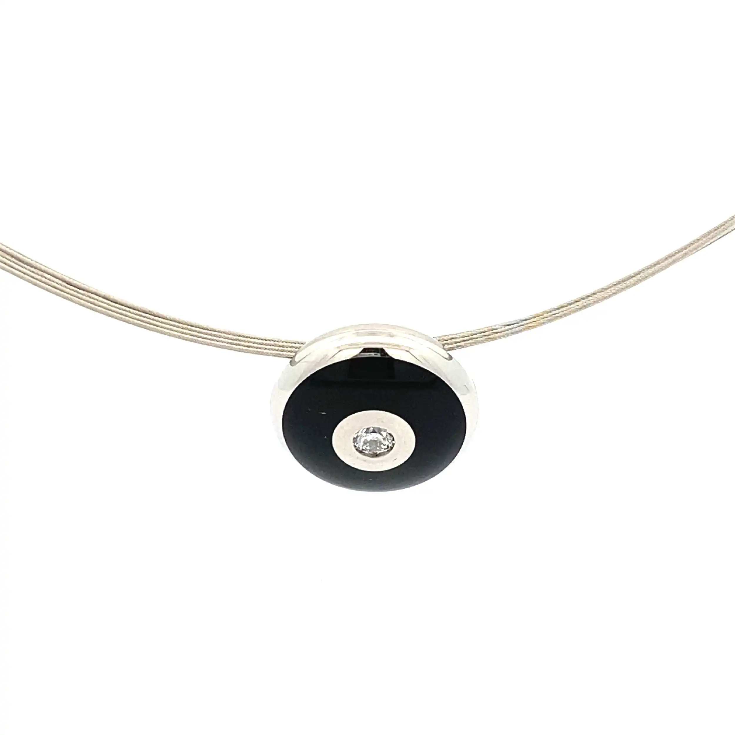 Anhänger XEN mit Schnur Stahl mit Solitär Brillant