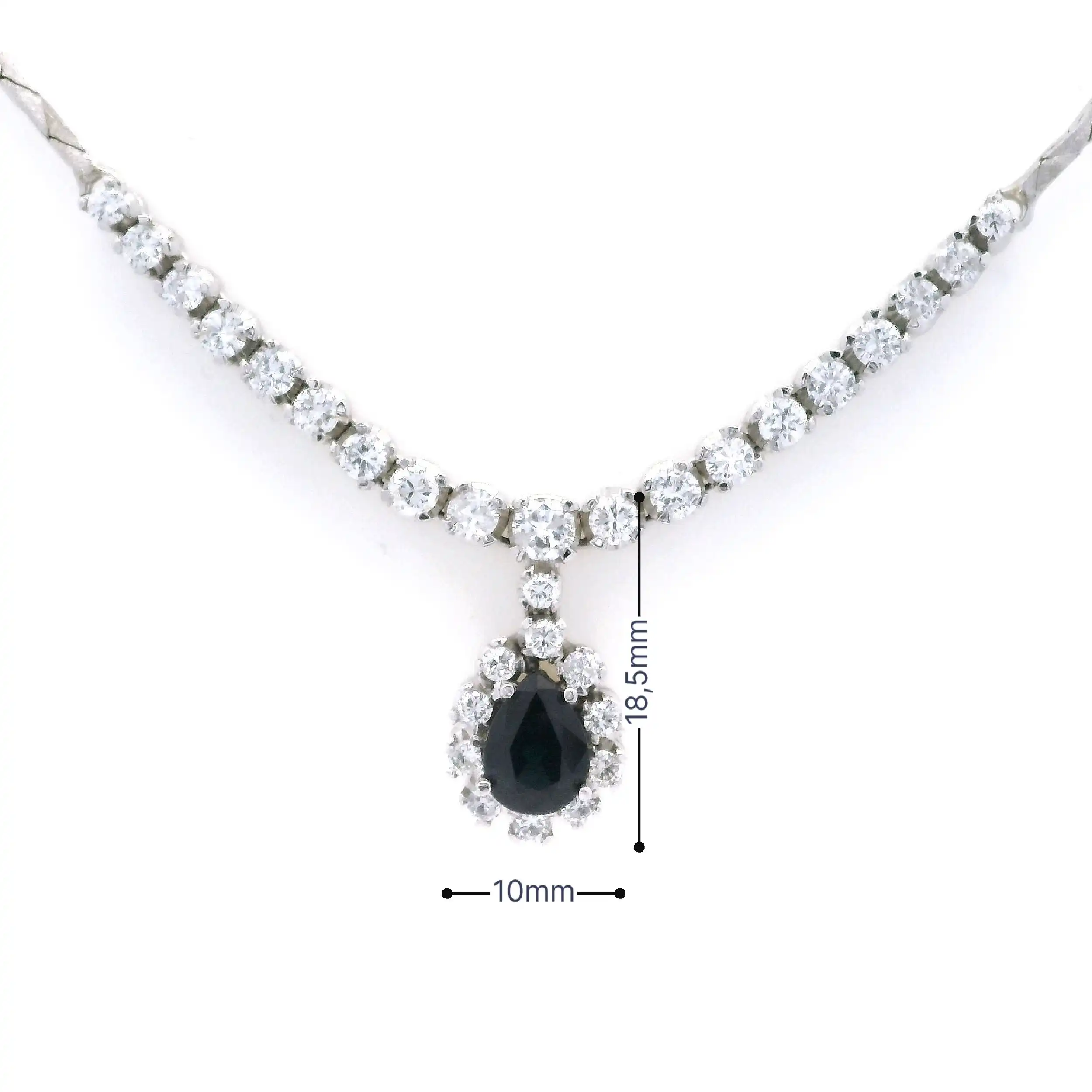 Collier Weißgold mit Saphir und Brillanten, mit EPL Expertise Collier Weißgold mit Saphir und Brillanten, mit EPL Expertise