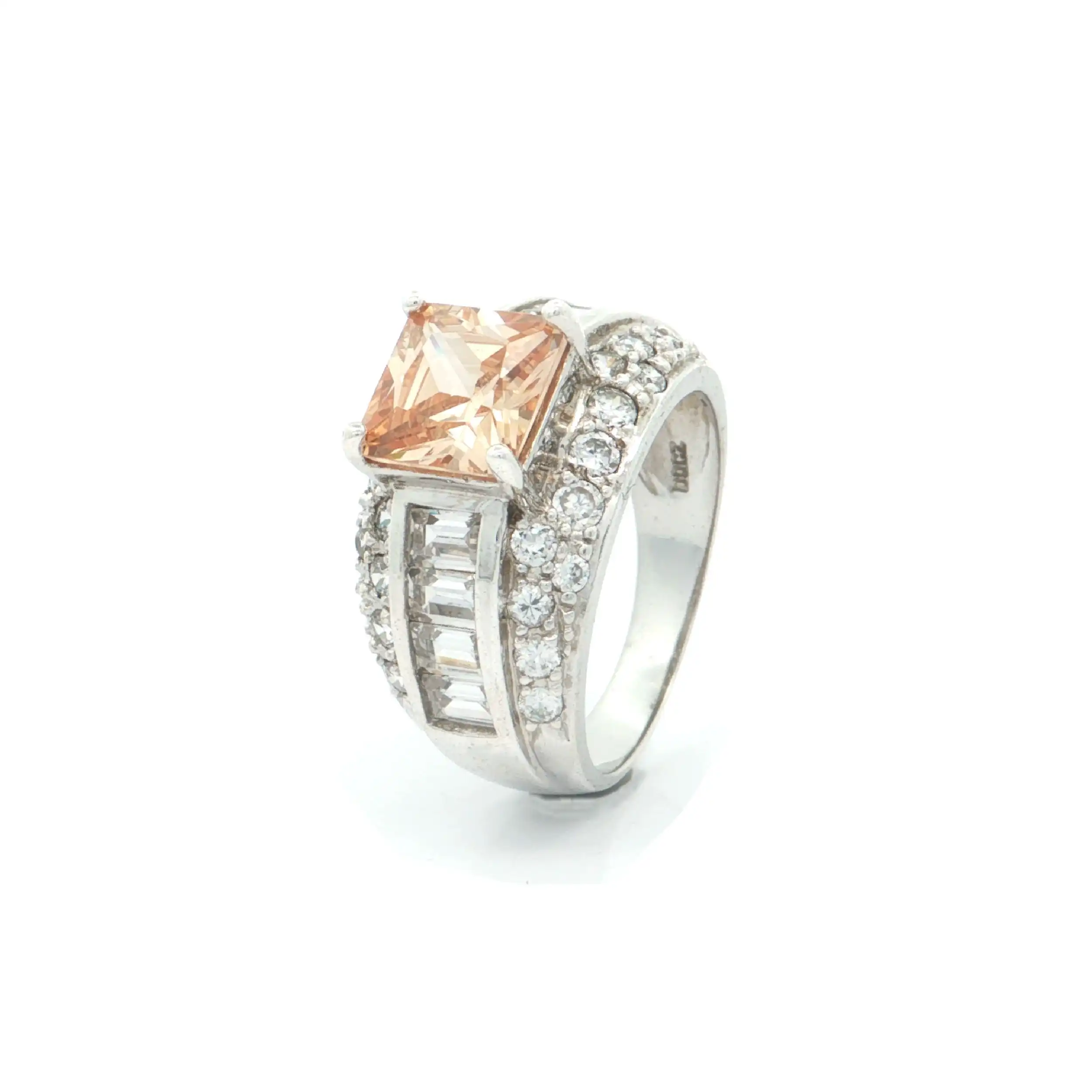 Ring Silber mit Farbstein und Zirkonia