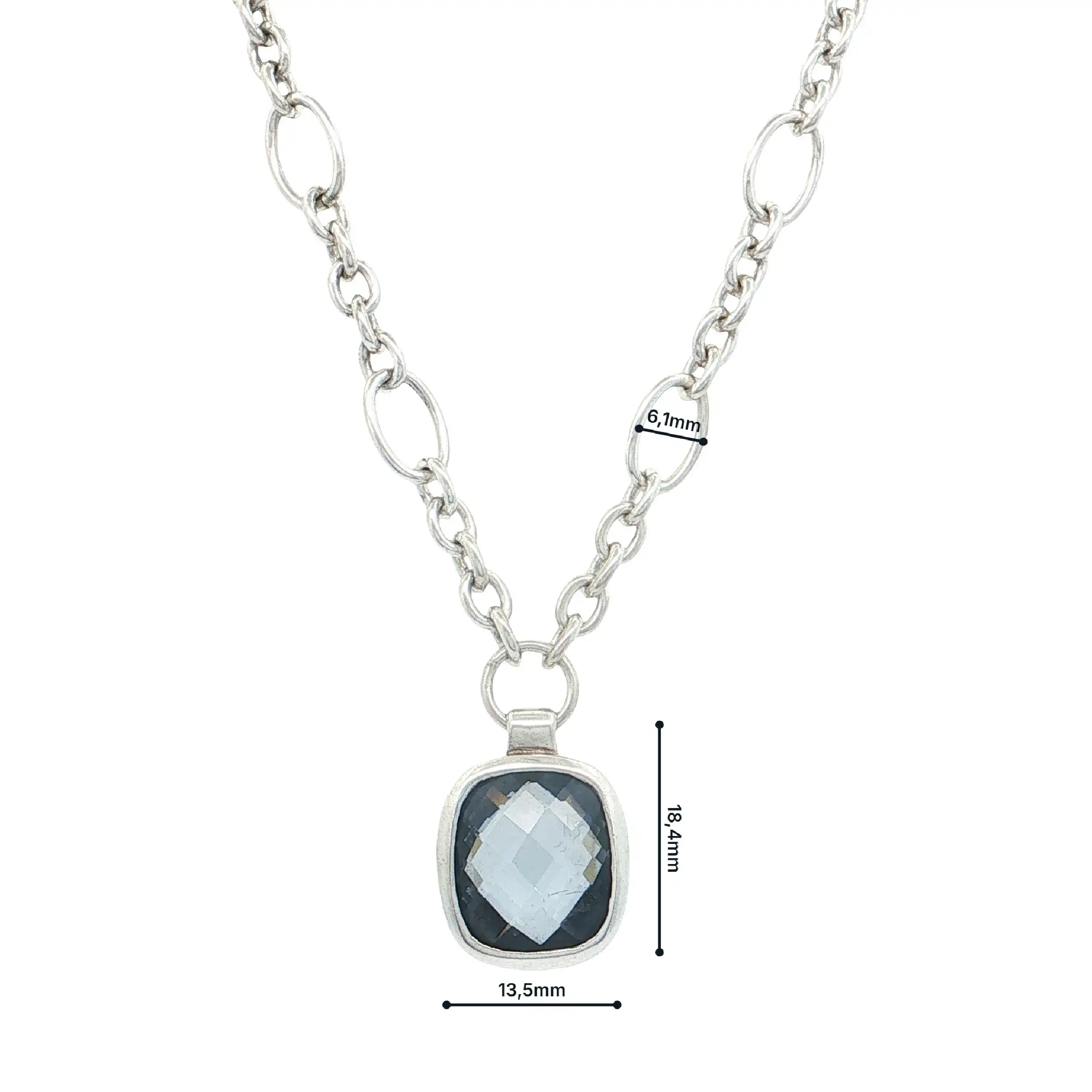 Erbskette Silber mit Anhänger mit blauem Farbstein "Esprit" Erbskette Silber mit Anhänger mit blauem Farbstein "Esprit"