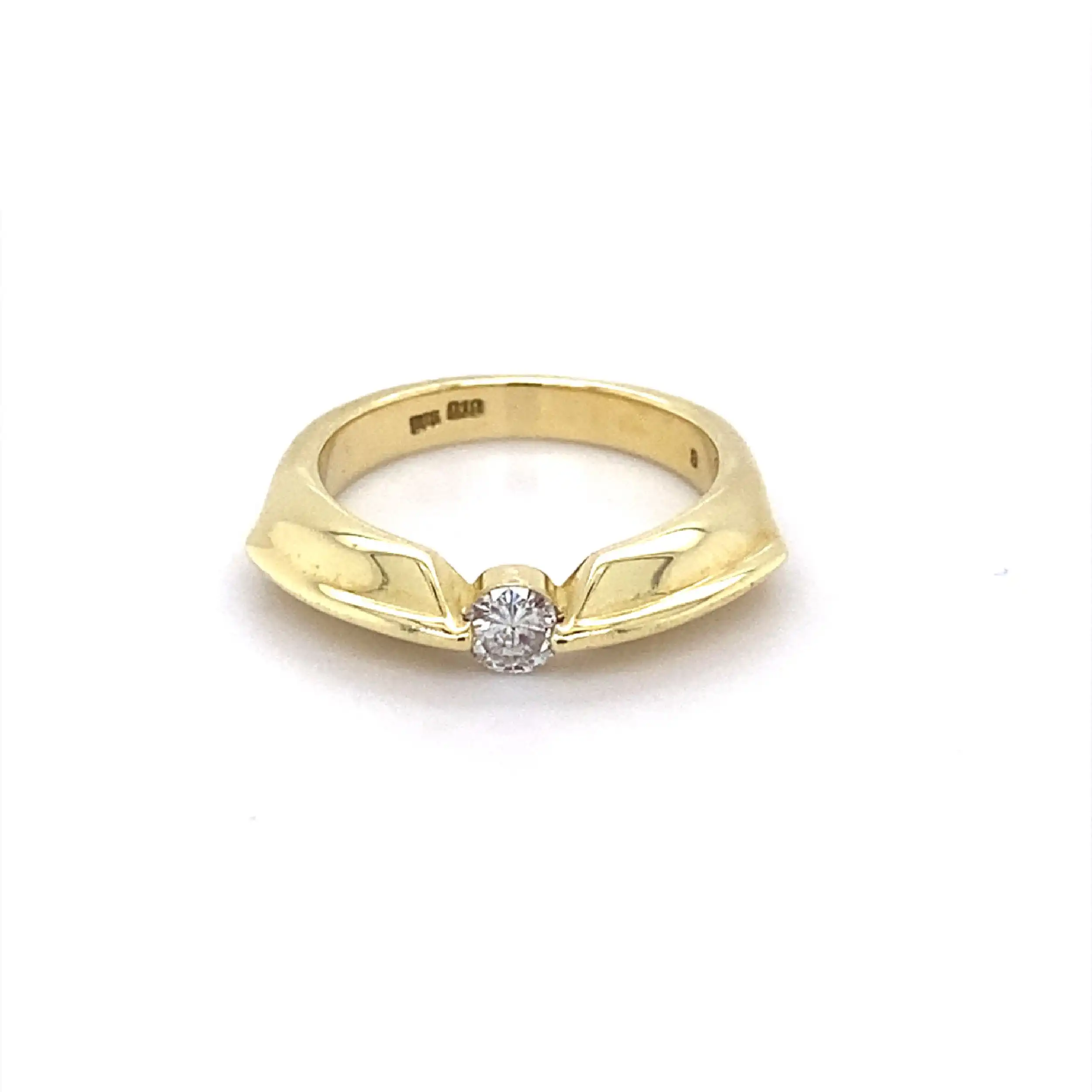 Ring Gelbgold mit Solitär Brillant, graviert mit 0,19ct Ring Gelbgold mit Solitär Brillant, graviert mit 0,19ct