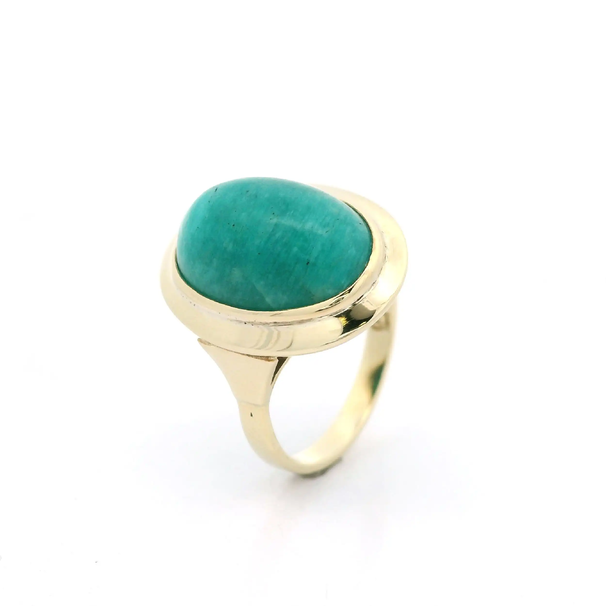 Ring Gelbgold Malachit Cabochon