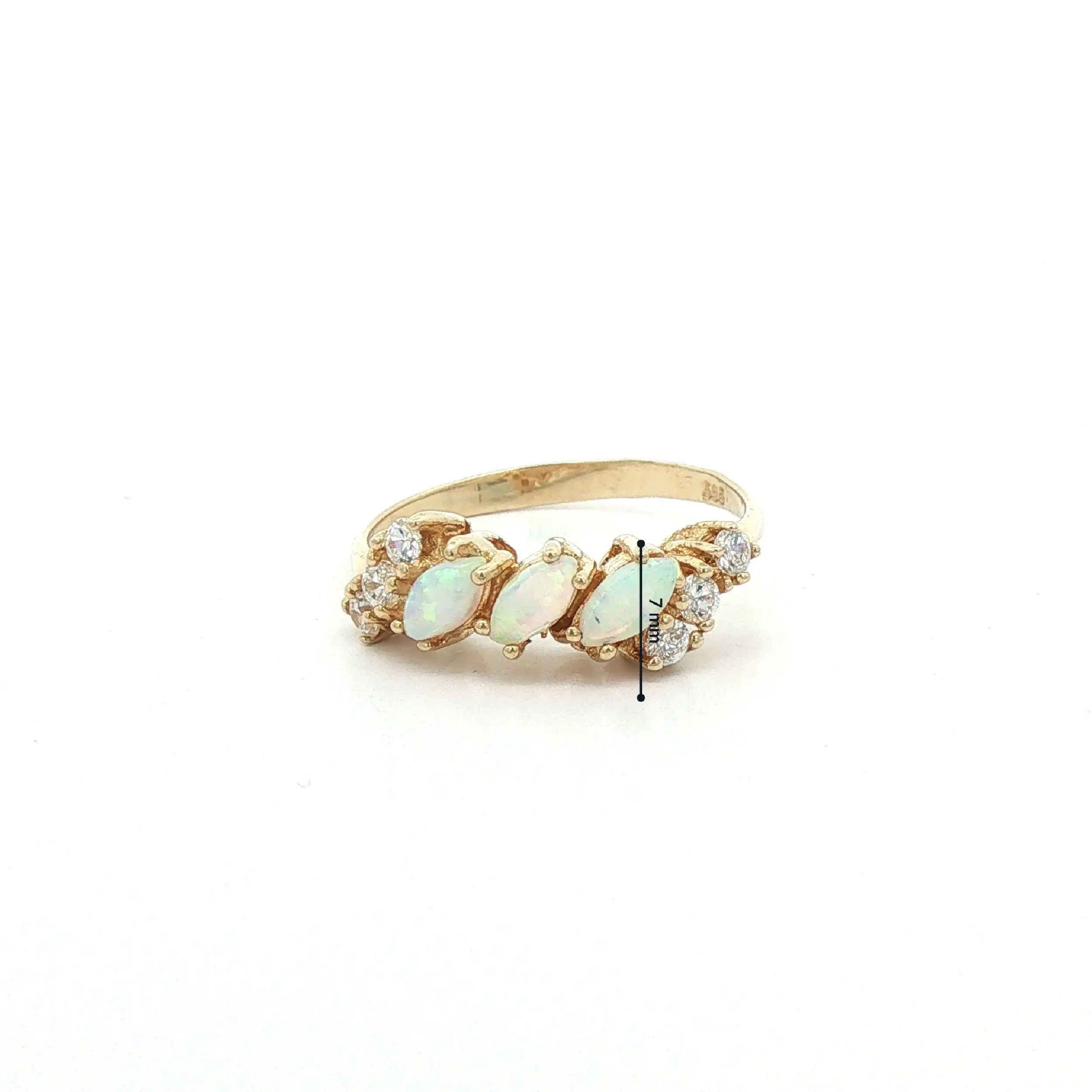Ring Gelbgold mit Opal und Zirkonia