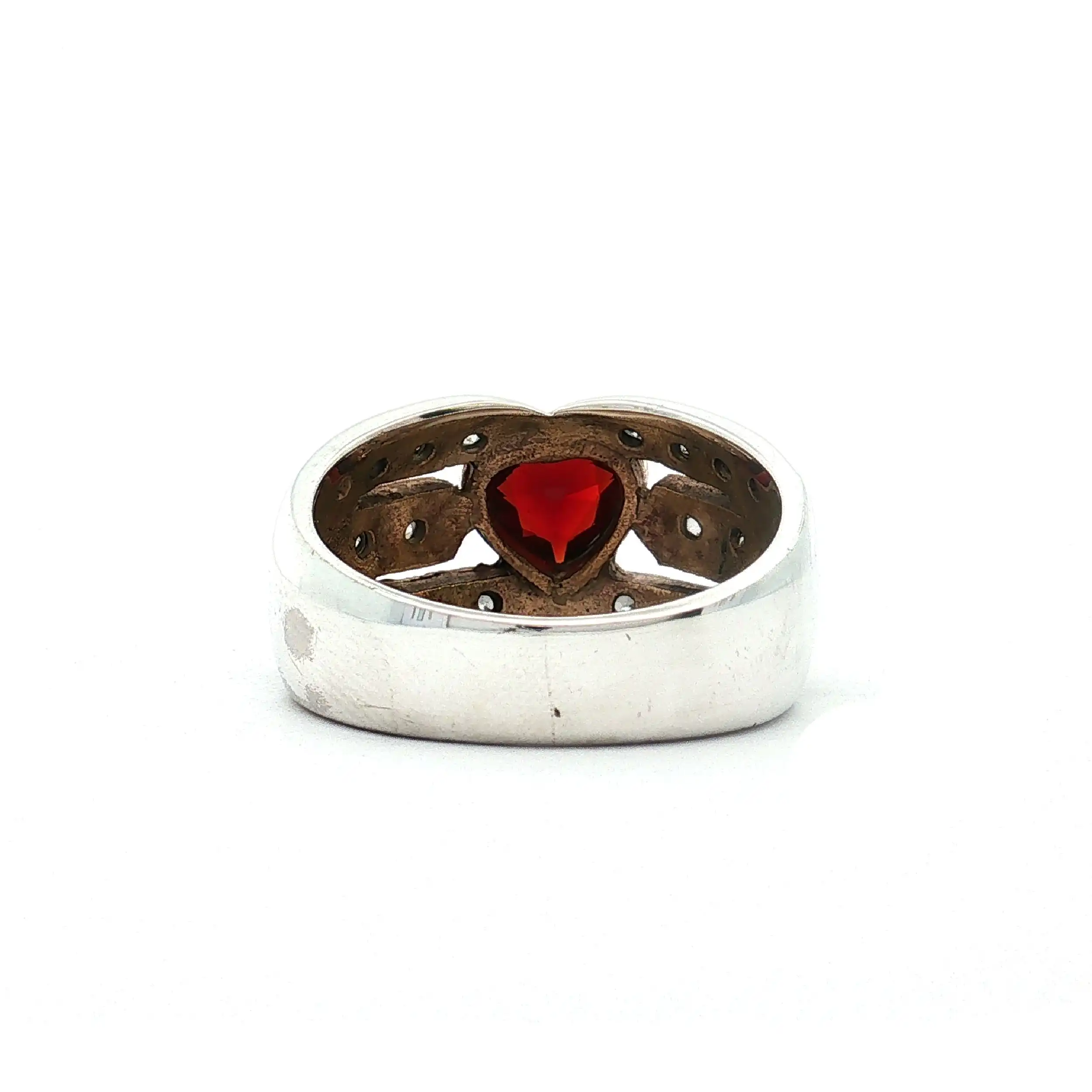 Ring Silber vergoldet mit rotem Stein und Zirkonia