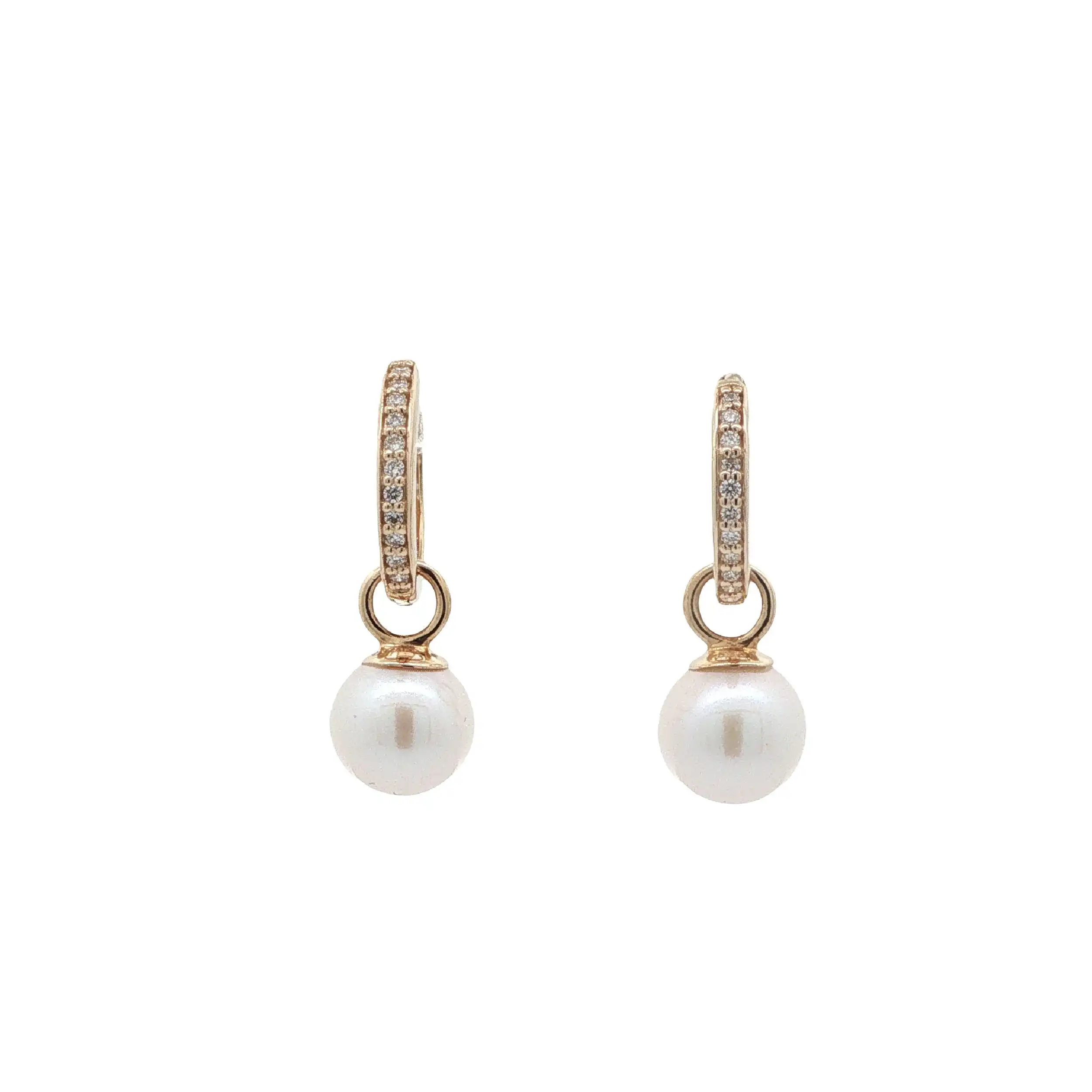 Creolen Gelbgold mit Perle & Diamanten