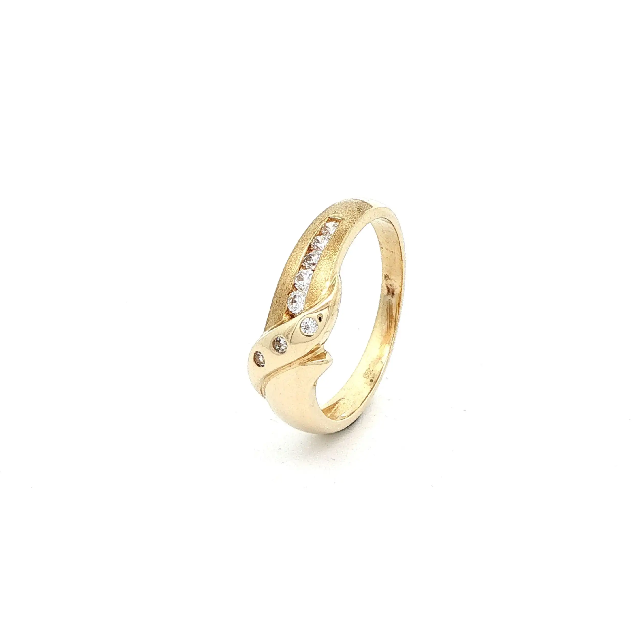 Ring Gelbgold teilmattiert mit Zirkonia