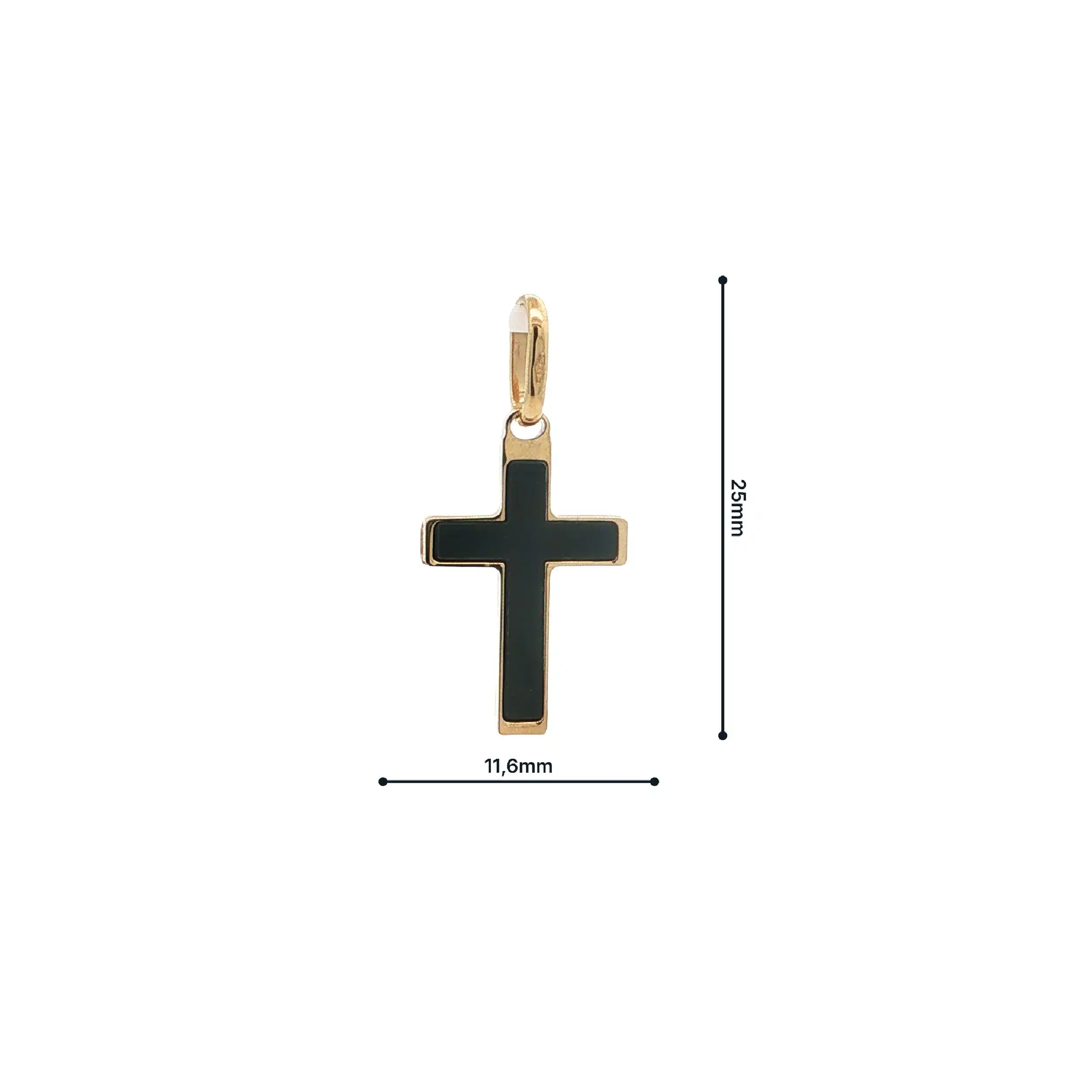 Kreuzanhänger Gelbgold mit Onyx