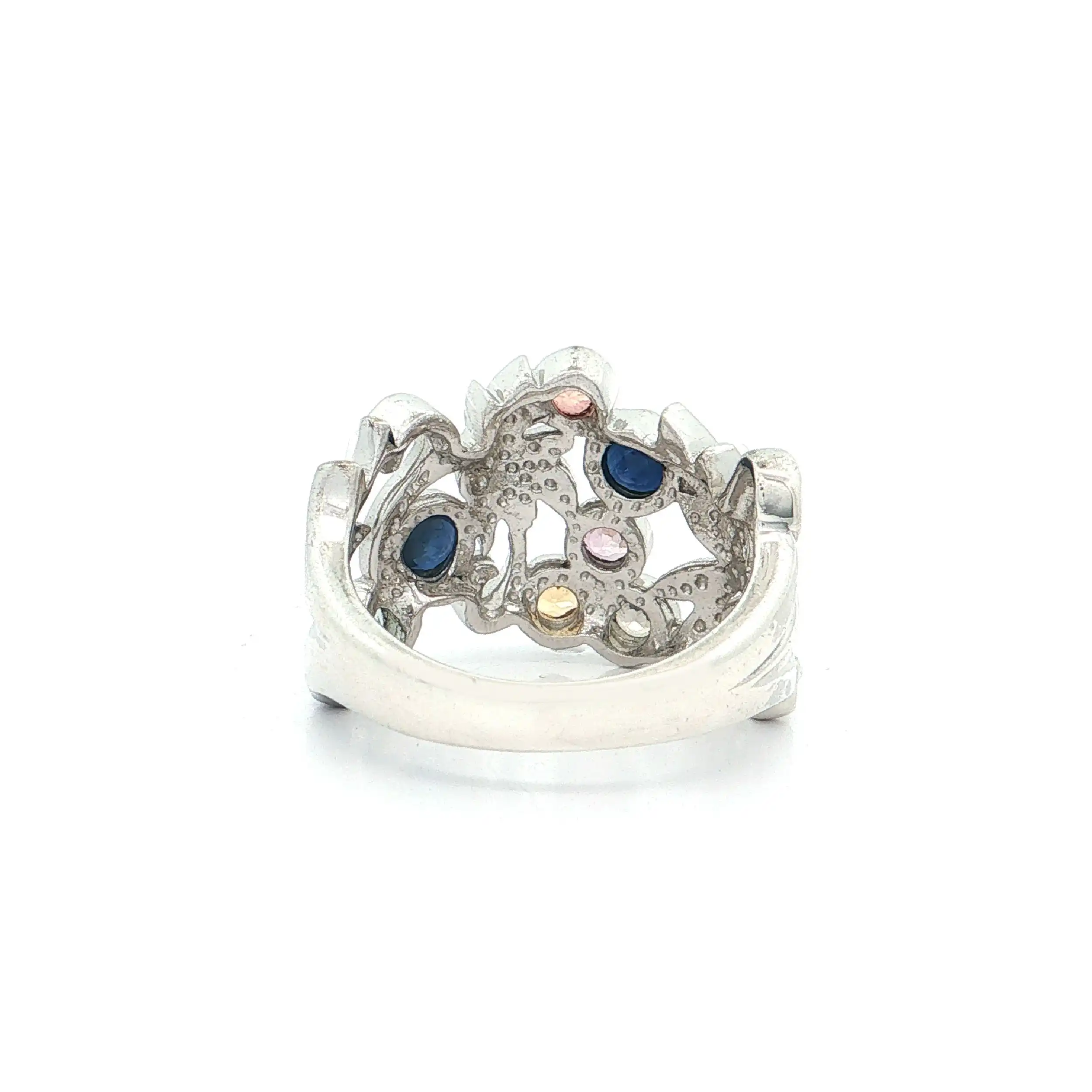 Ring Silber mit bunten Saphiren und Zirkonia