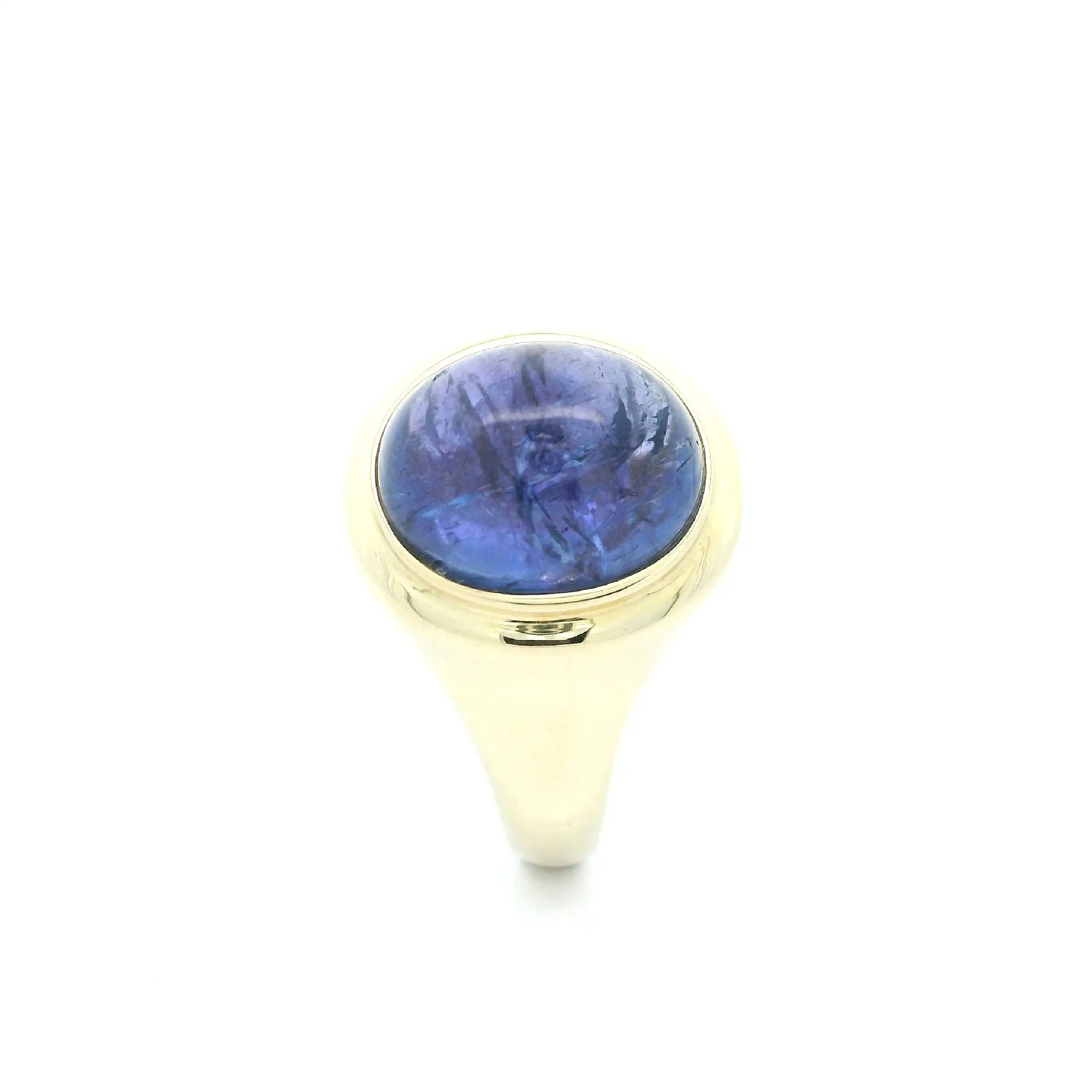 Ring Gelbgold mit Cordierit Cabochon