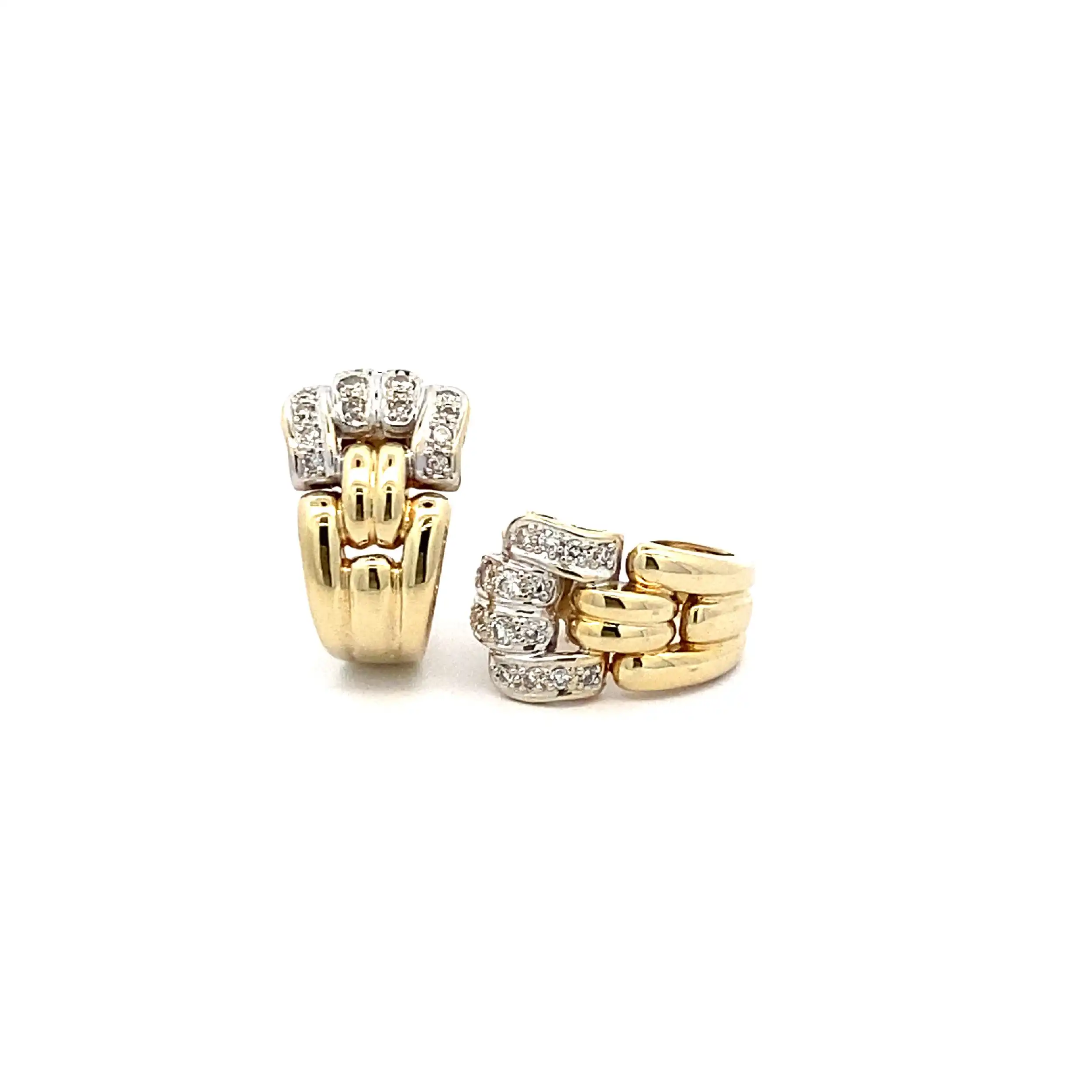 Ohrstecker Bicolor mit Brillanten, graviert mit je 0,24 ct