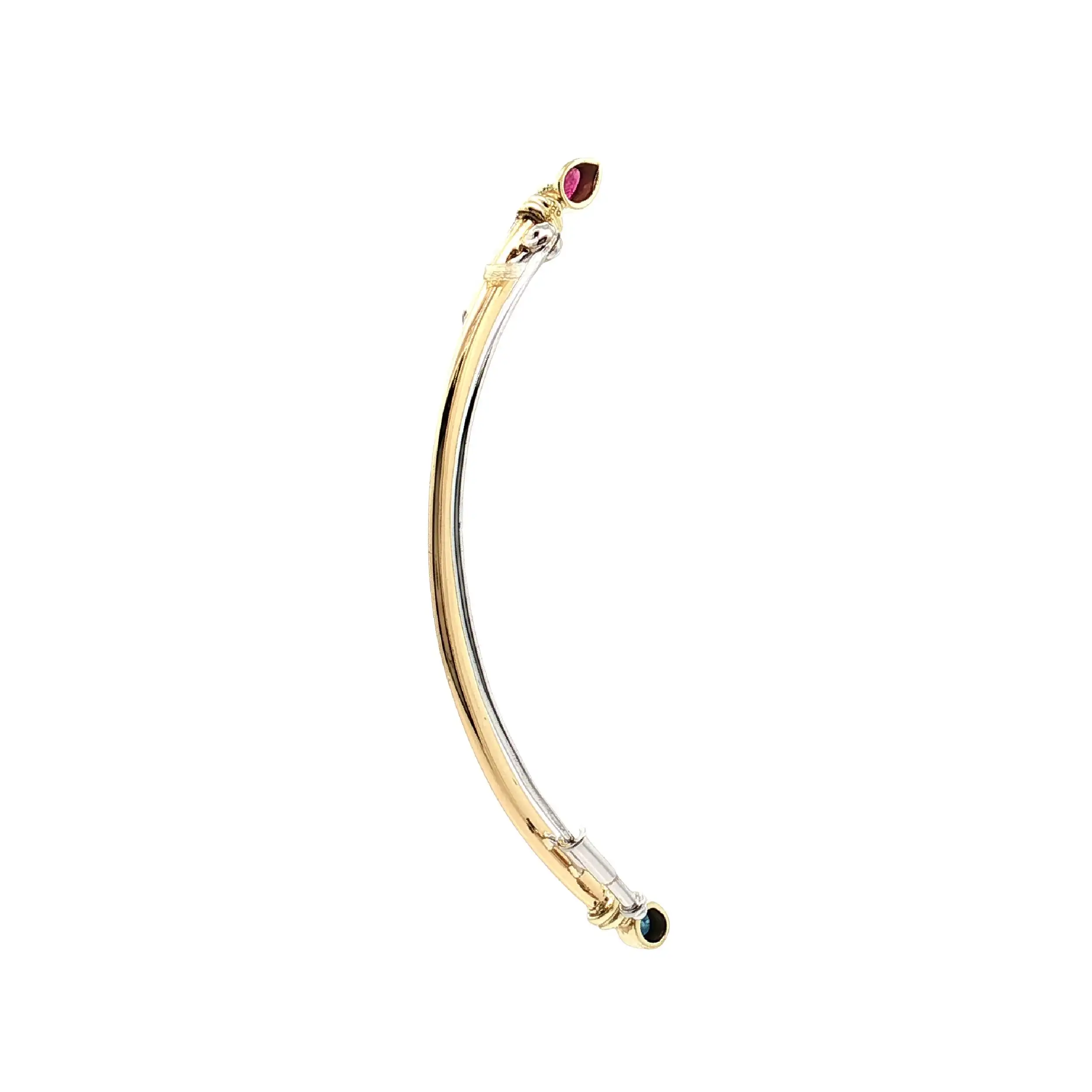 Nadel Bicolor mit Rubin, Saphir und Brillanten