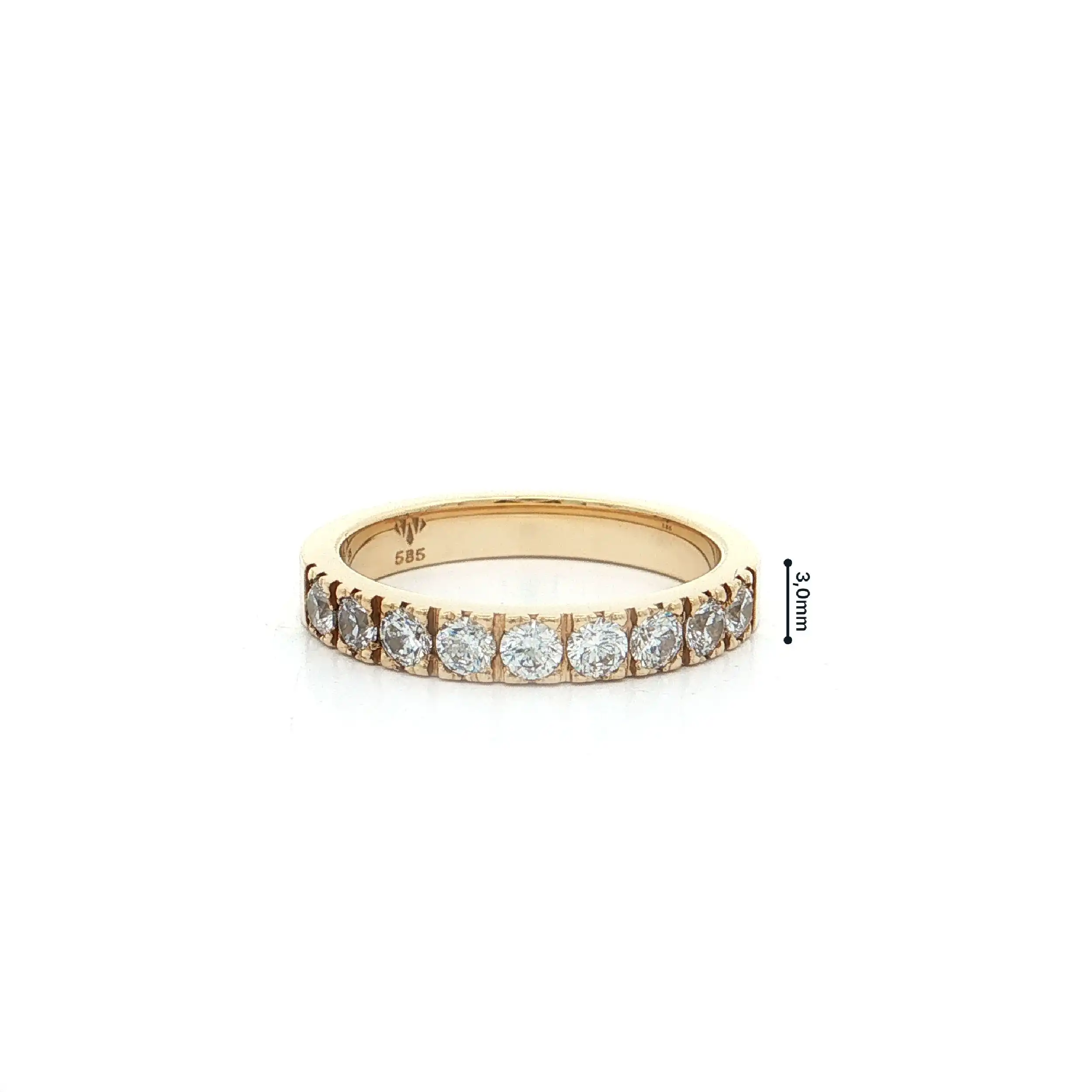 Halbmemoryring Gelbgold mit Zirkonia