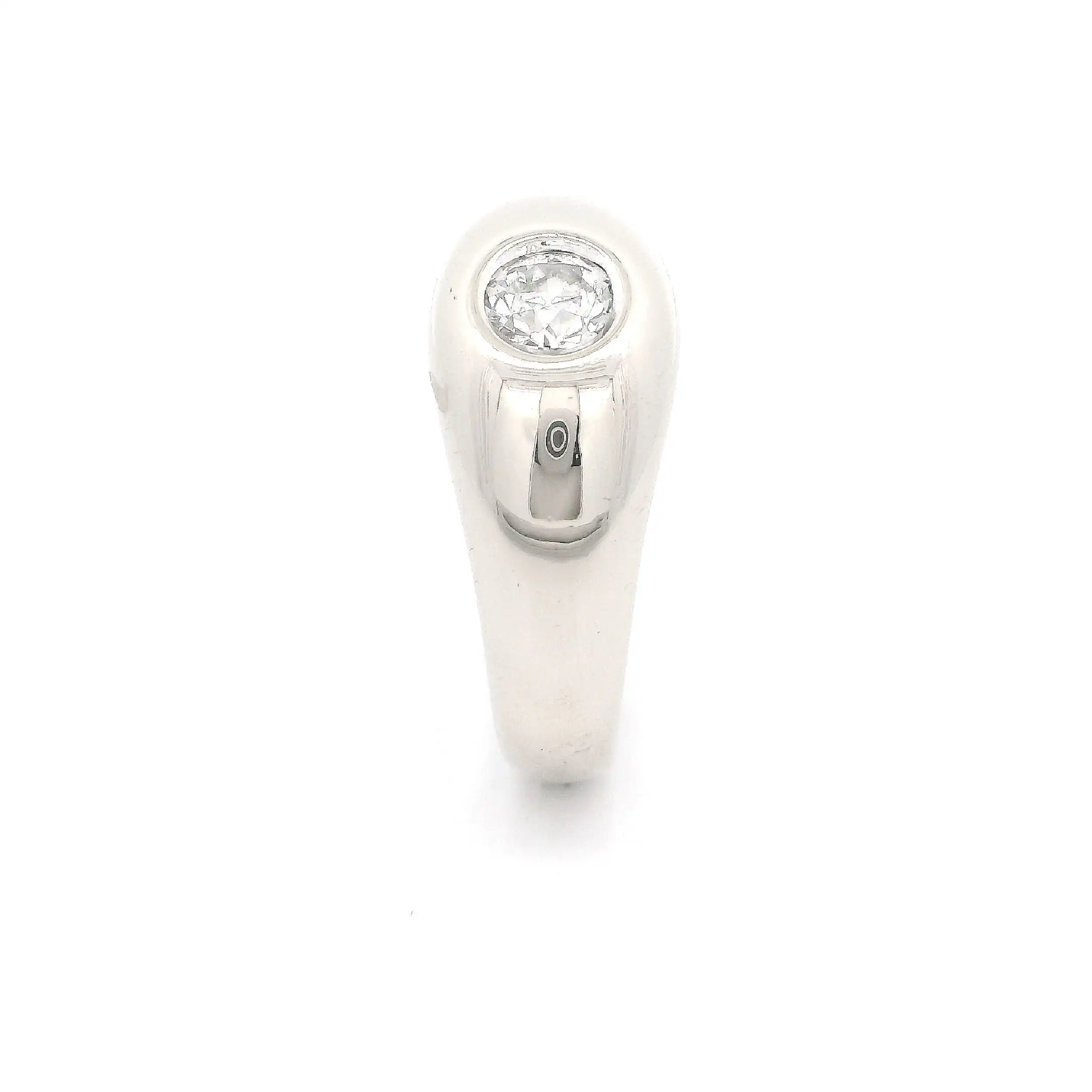 Ring Weißgold mit Altschliff Brillant, graviert mit 0,59ct und "Gabi"