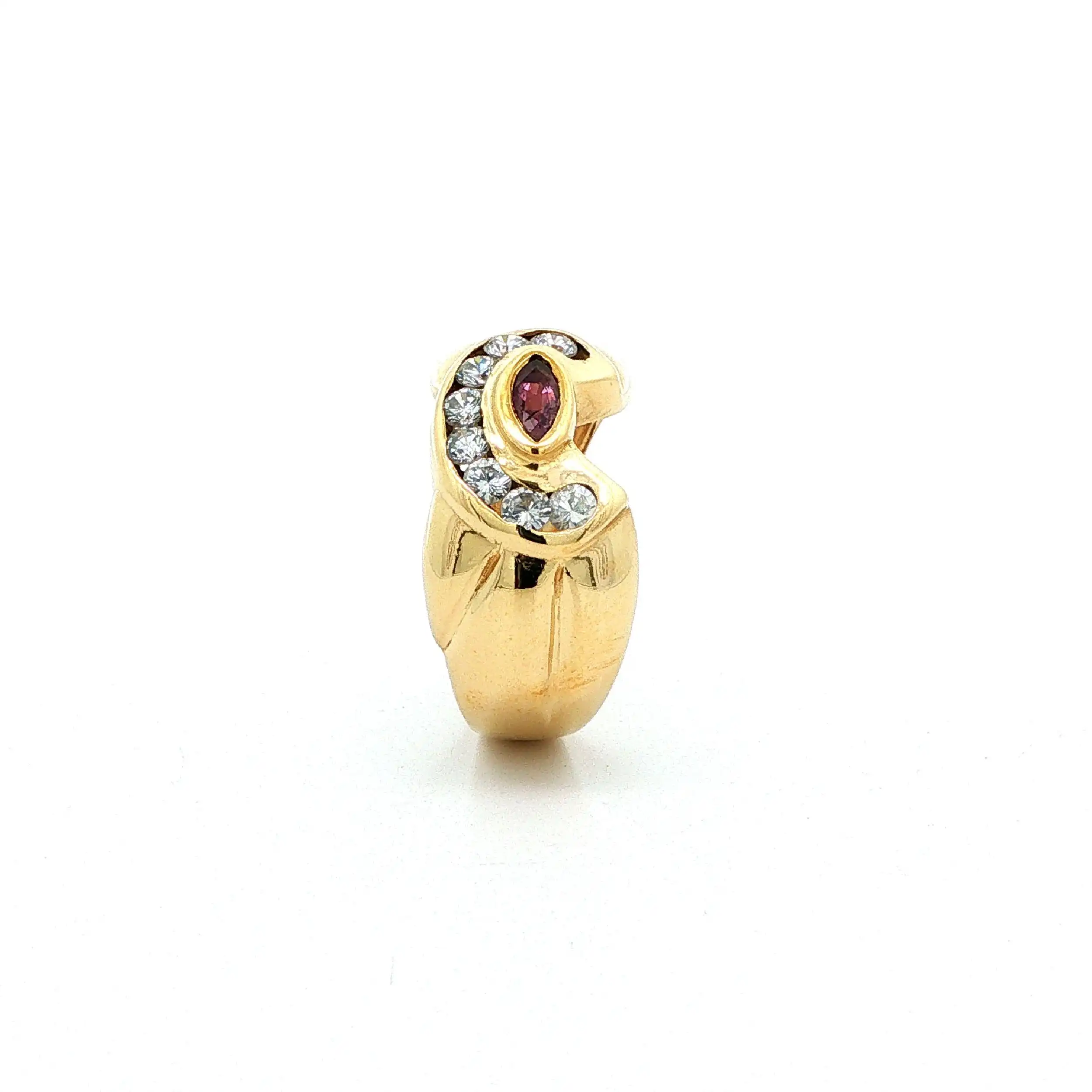 Ring Gelbgold mit rotem Farbstein & Zirkonia Ring Gelbgold mit rotem Farbstein & Zirkonia