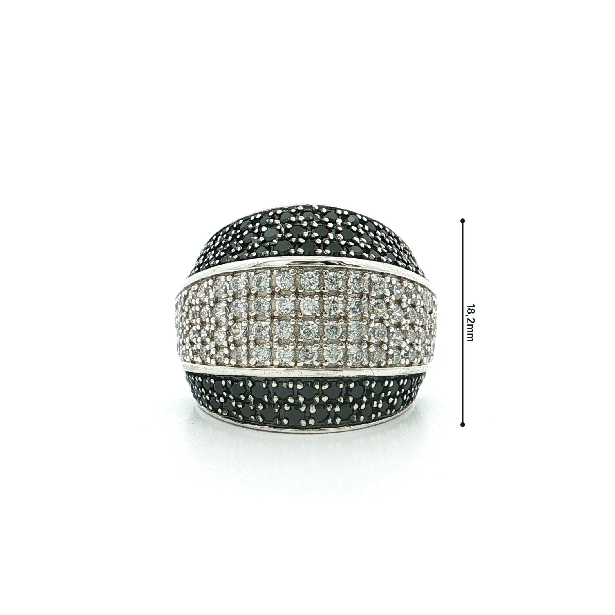 Ring Silber mit Zirkonia und schwarzen Farbsteinen Ring Silber mit Zirkonia und schwarzen Farbsteinen