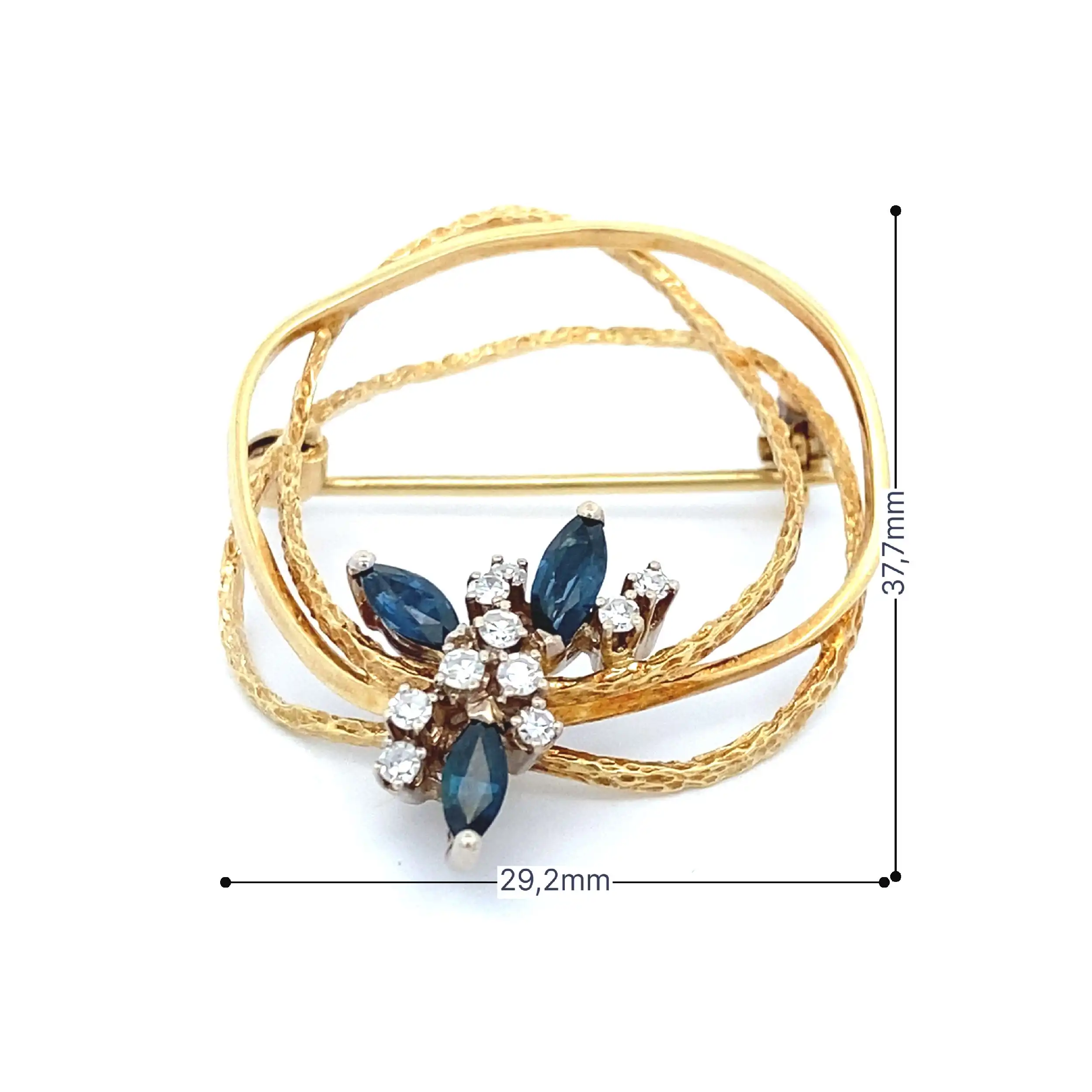 Brosche Bicolor mit Saphiren und Diamanten