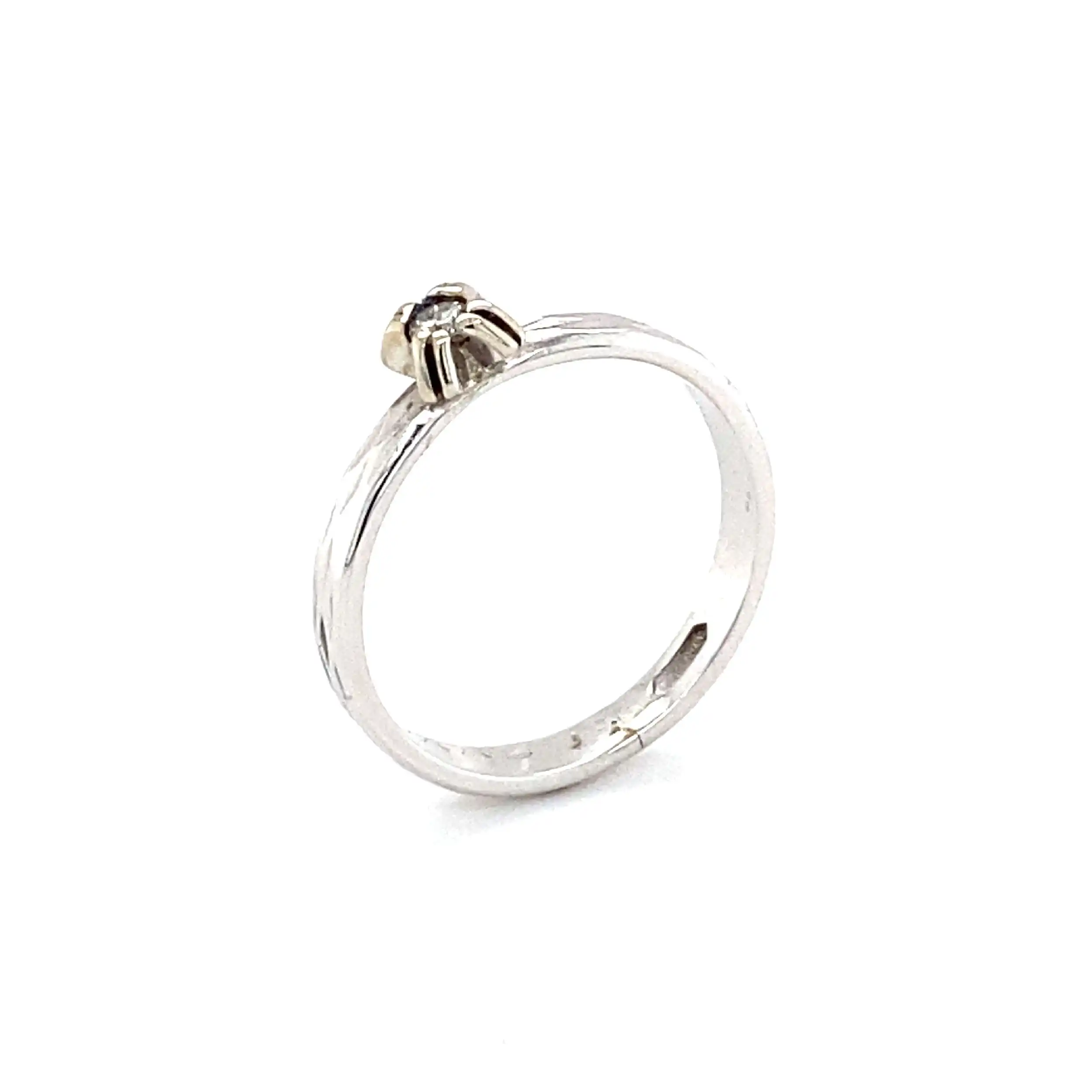 Ring Weißgold mit Brillant, graviert mit 0,06ct