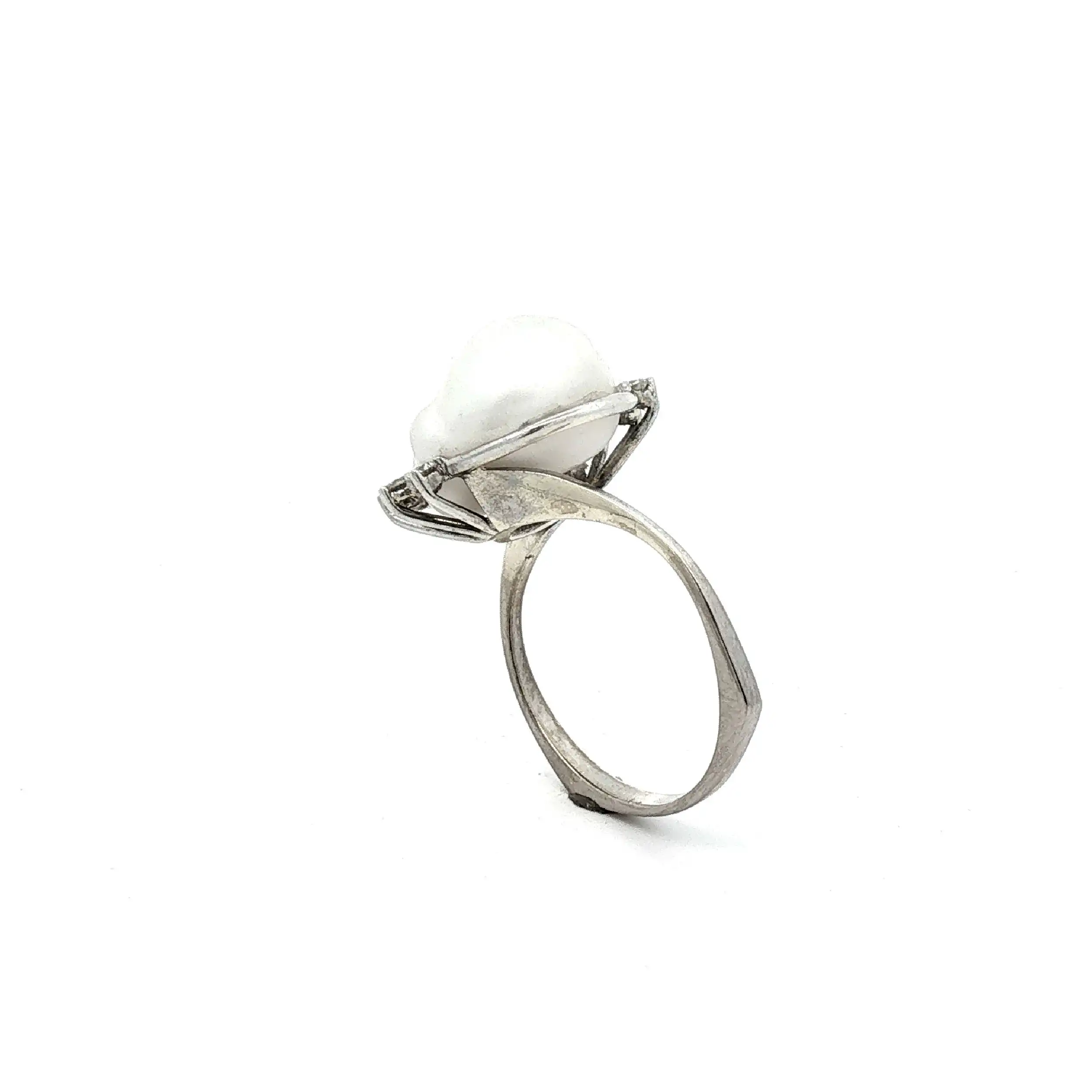 Ring Weißgold mit Mabeperle und Brillanten