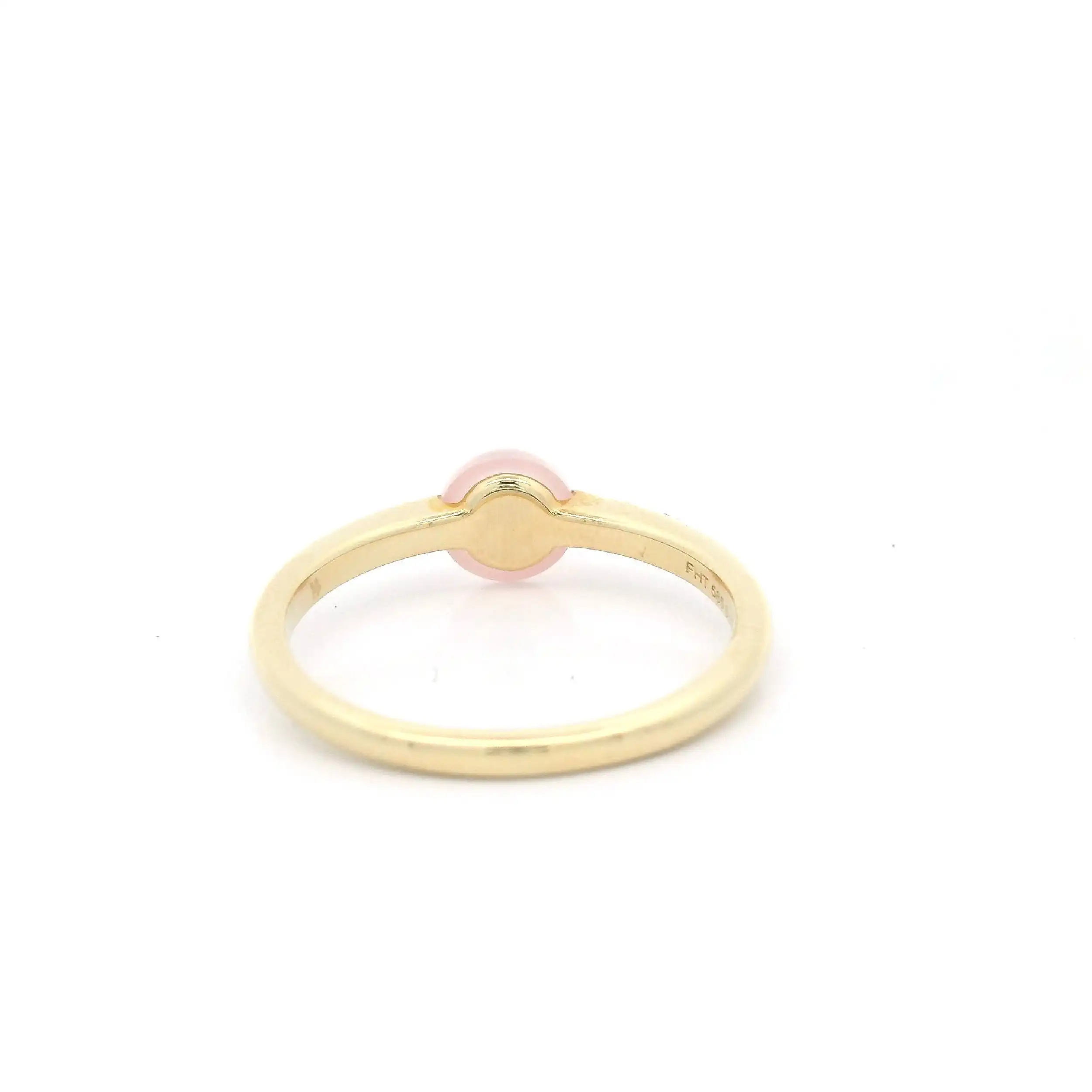 Ring Gelbgold mit Brillanten und Rosenqaurz Cabochon mit 0,10ct graviert