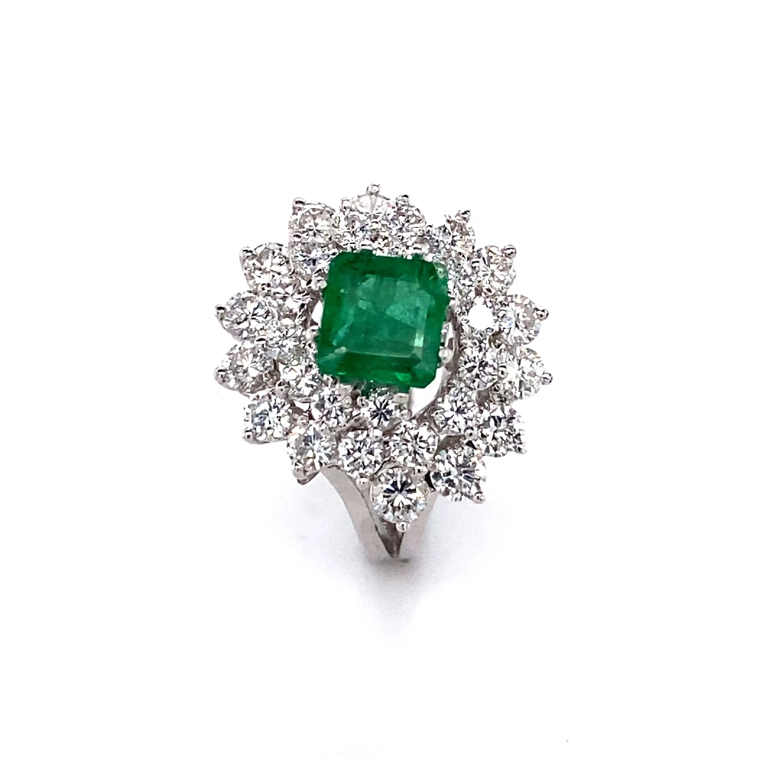 Ring Weißgold mit Smaragd und Brillanten