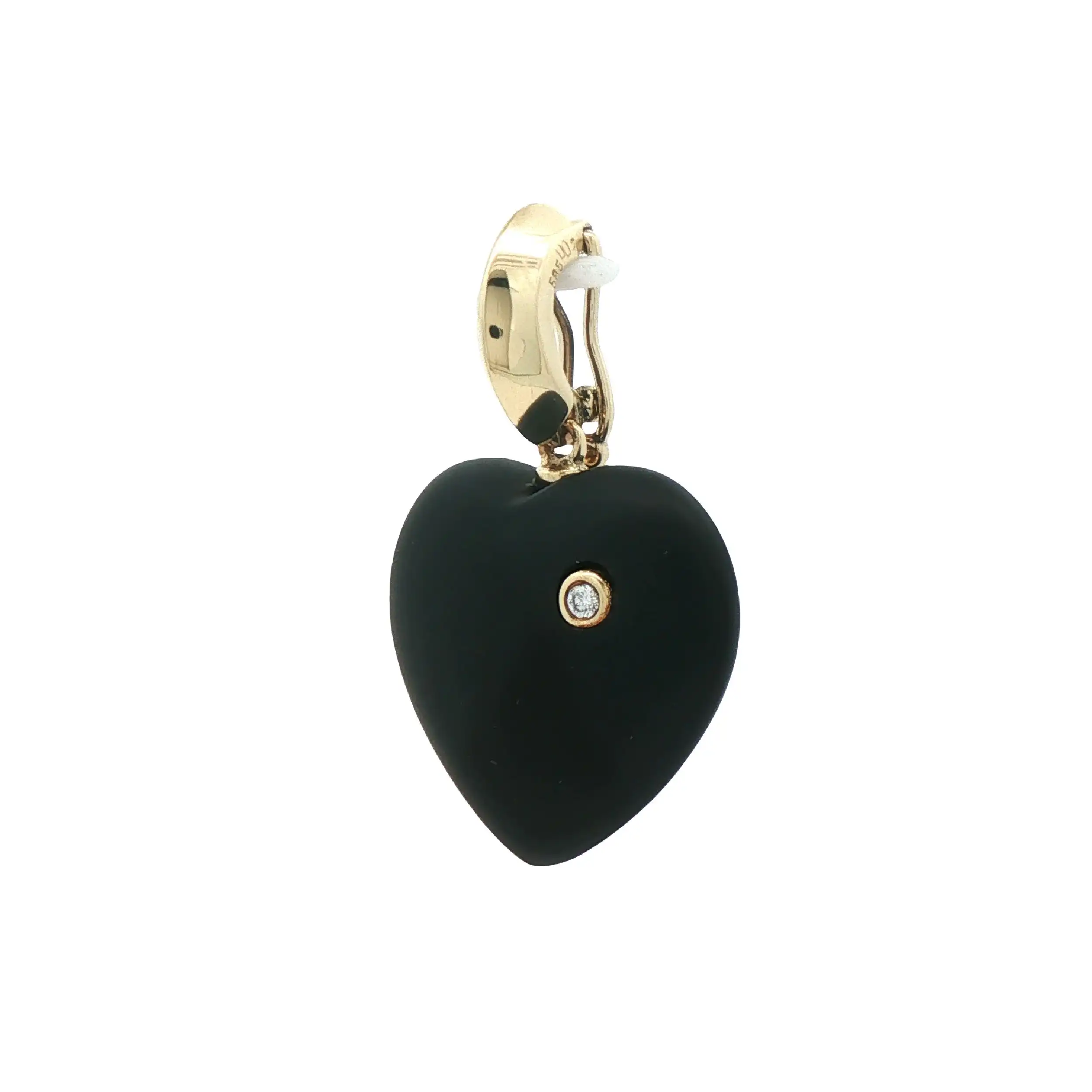 Anhänger Gelbgold Herz mit Onyx mit Brillant
