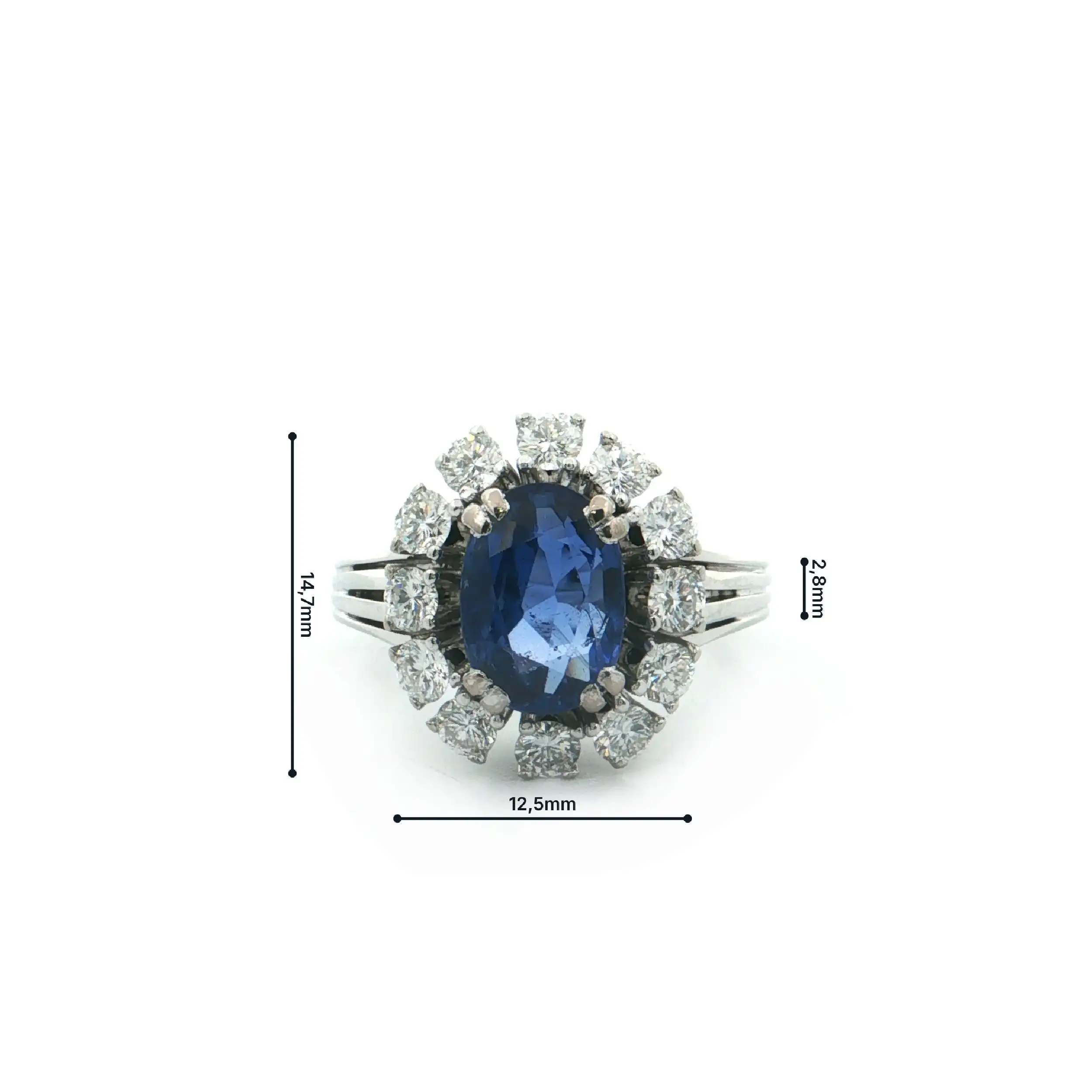 Ring Weißgold mit Saphir und Brillanten
