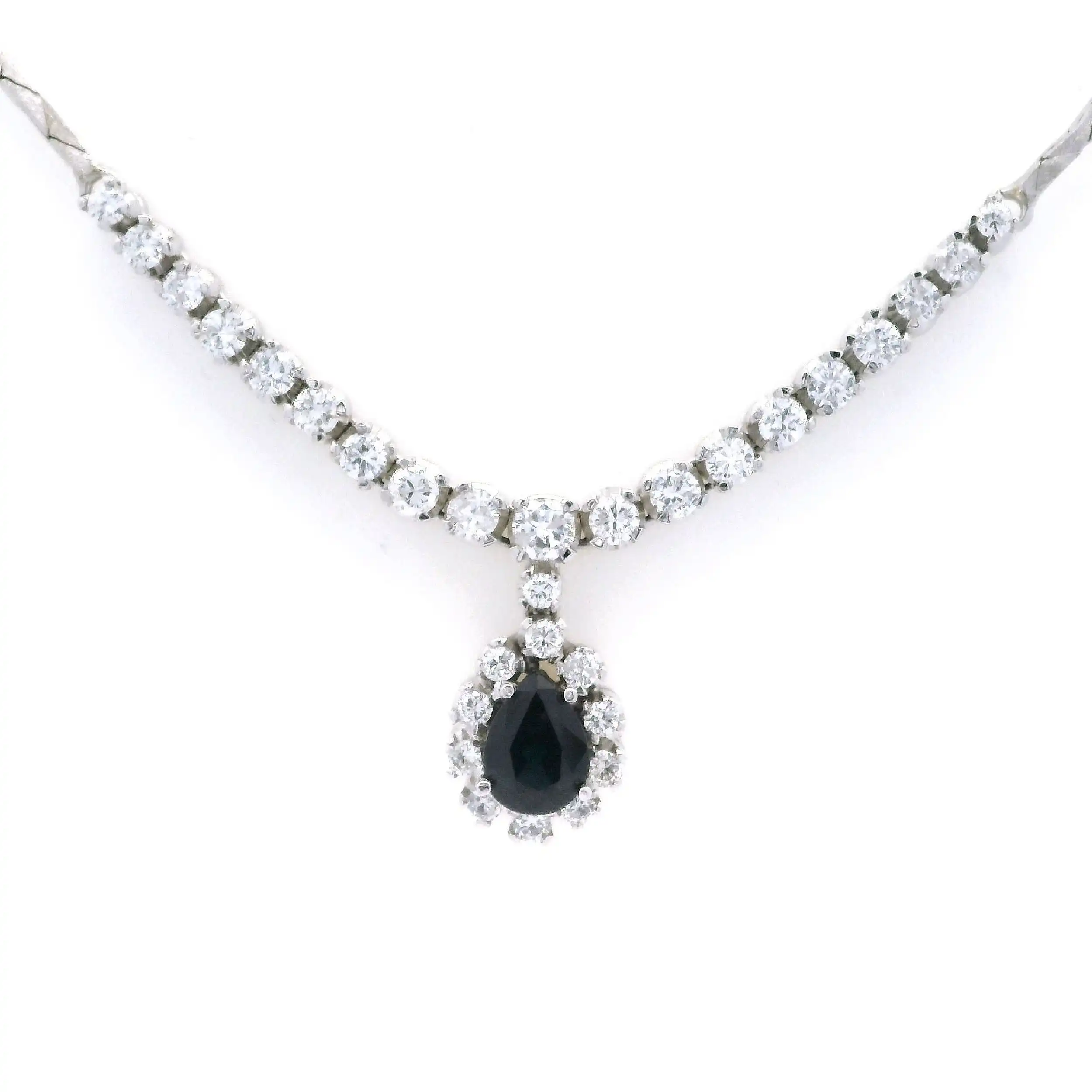 Collier Weißgold mit Saphir und Brillanten, mit EPL Expertise Collier Weißgold mit Saphir und Brillanten, mit EPL Expertise