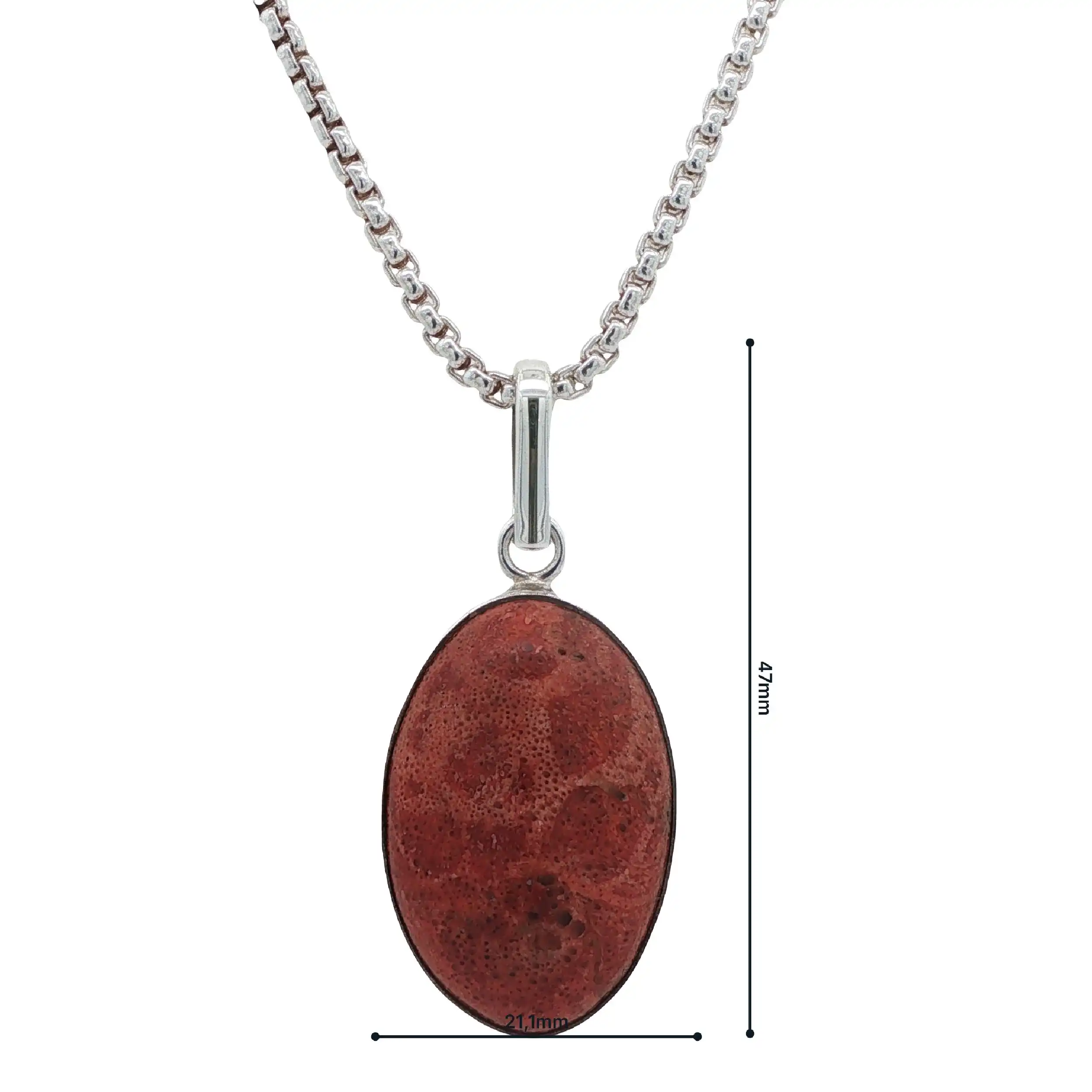 Ankerkette rund Silber mit Anhänger & Schaumkoralle